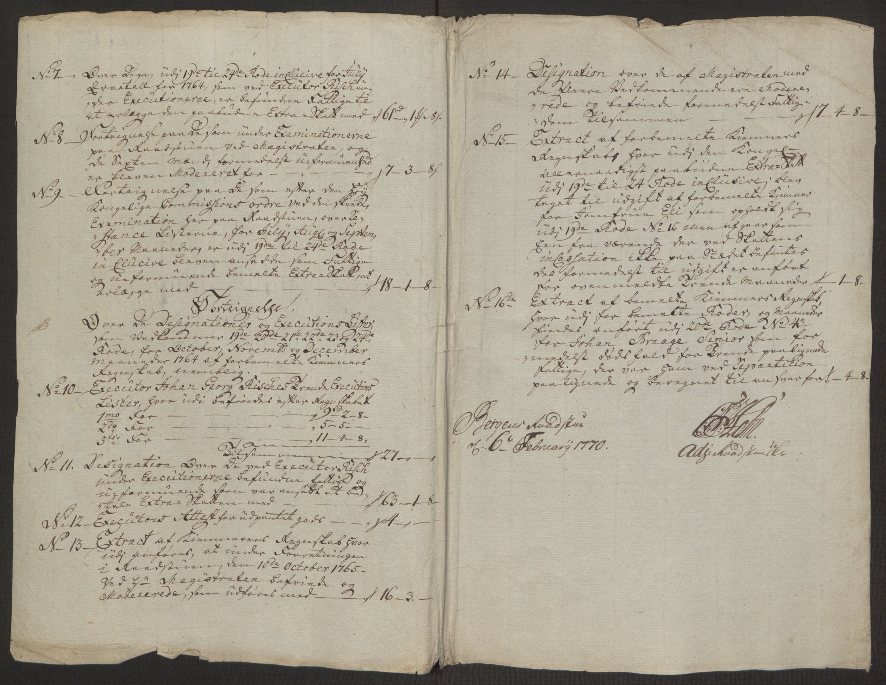 Rentekammeret inntil 1814, Reviderte regnskaper, Byregnskaper, AV/RA-EA-4066/R/Rp/L0368/0001: [P21] Kontribusjonsregnskap / Ekstraskatt, 1764, p. 253