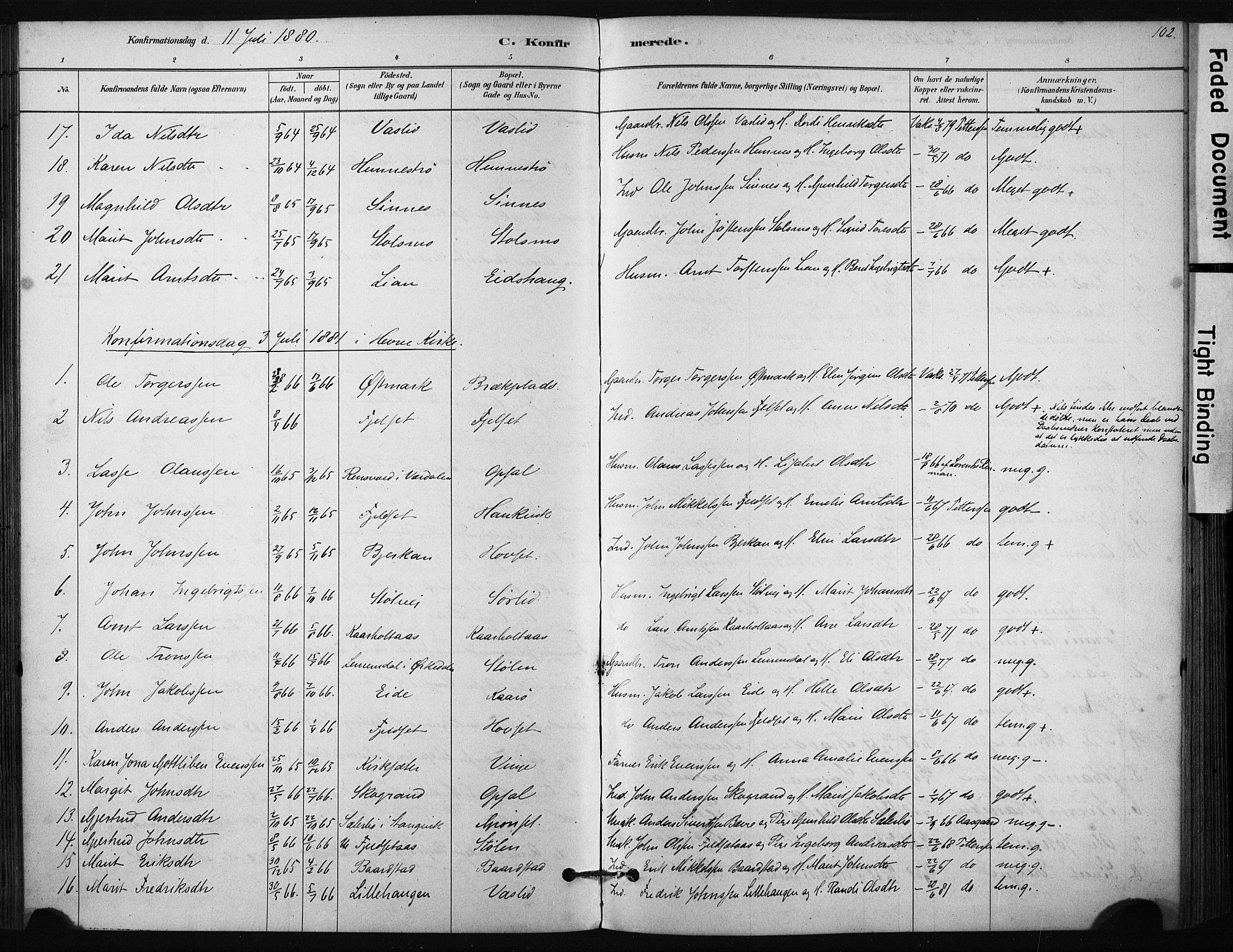 Ministerialprotokoller, klokkerbøker og fødselsregistre - Sør-Trøndelag, SAT/A-1456/631/L0512: Parish register (official) no. 631A01, 1879-1912, p. 102