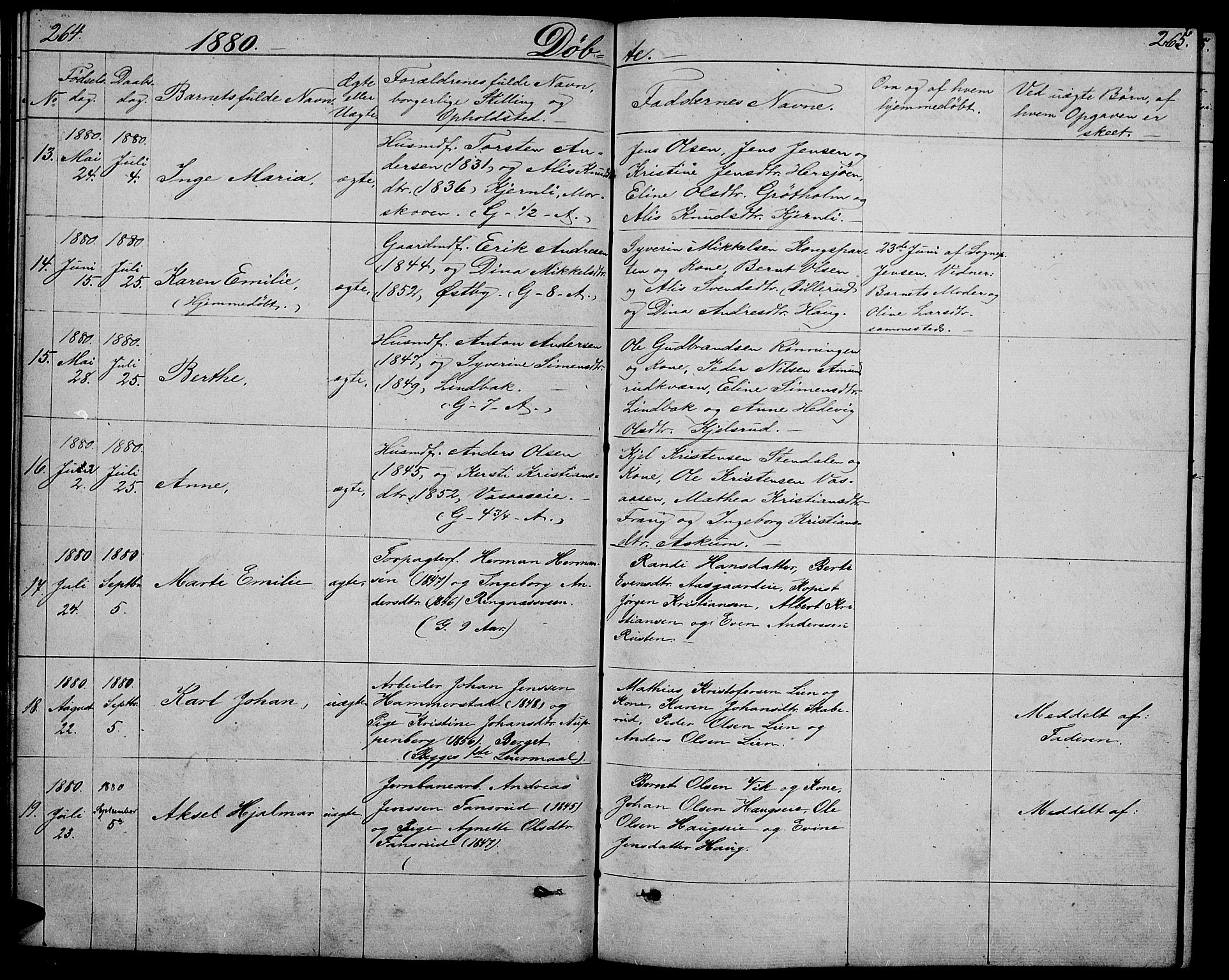 Stange prestekontor, SAH/PREST-002/L/L0005: Parish register (copy) no. 5, 1861-1881, p. 264-265