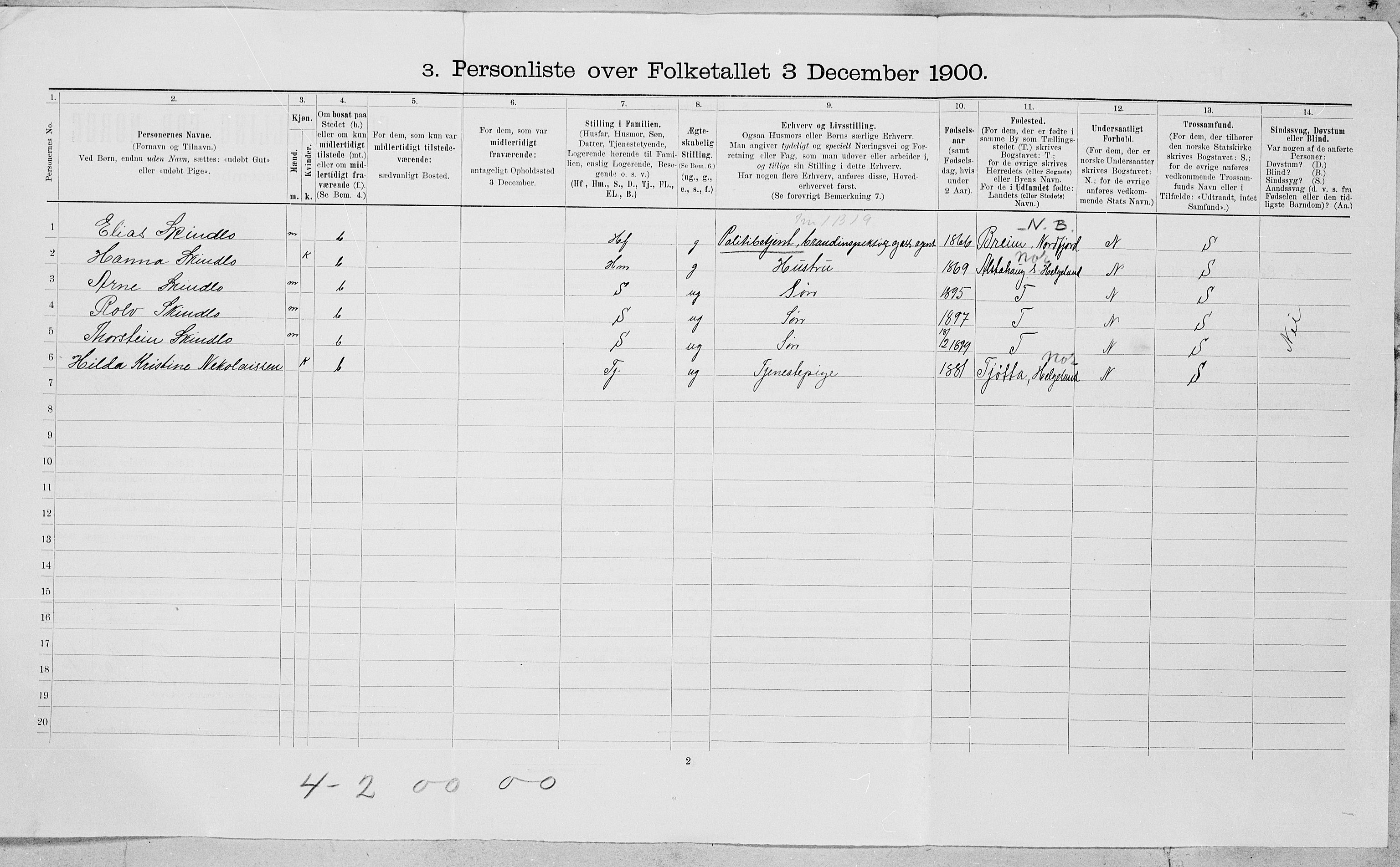 SAT, 1900 census for Mosjøen, 1900, p. 11