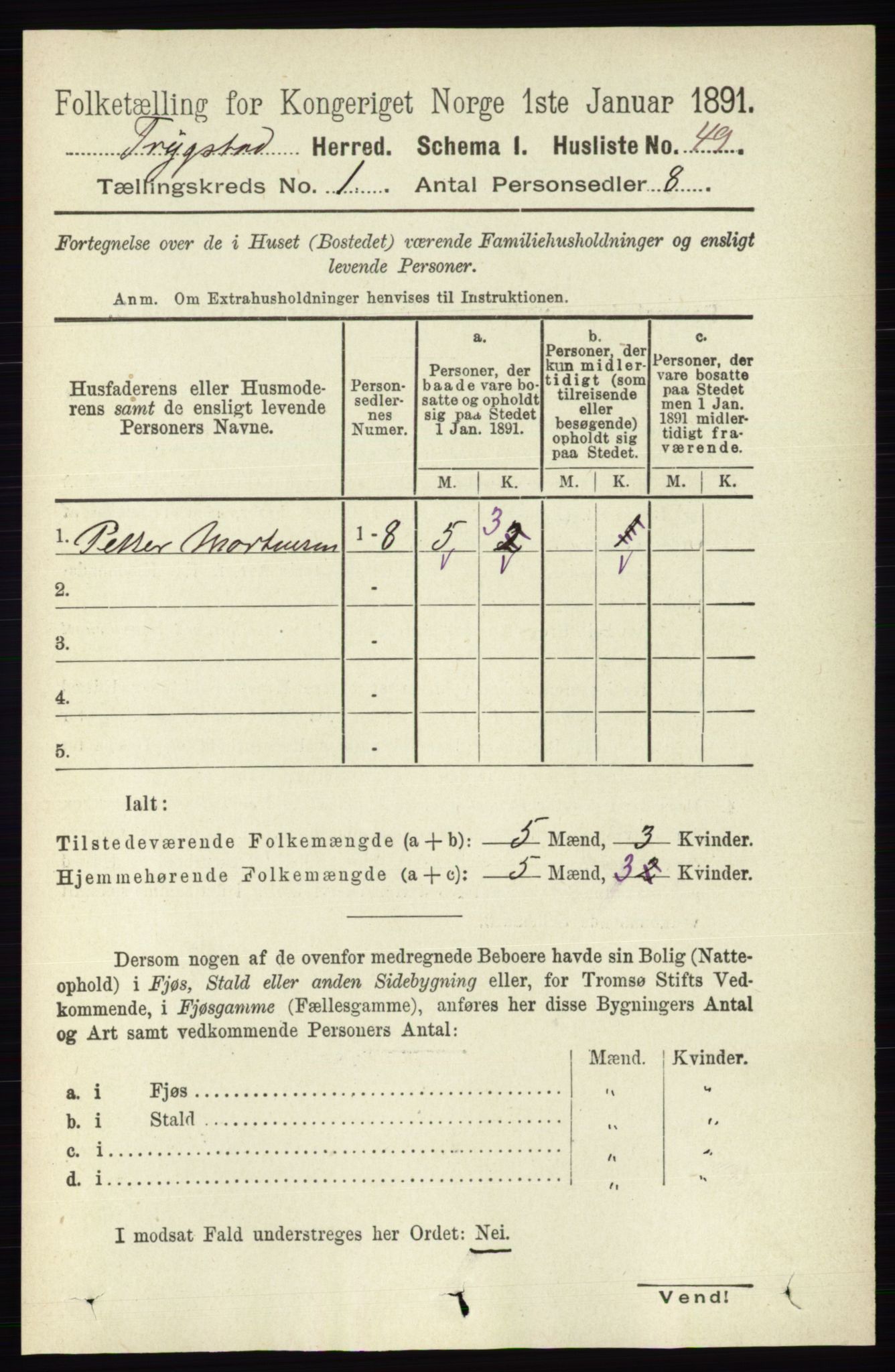 RA, 1891 Census for 0122 Trøgstad, 1891, p. 77