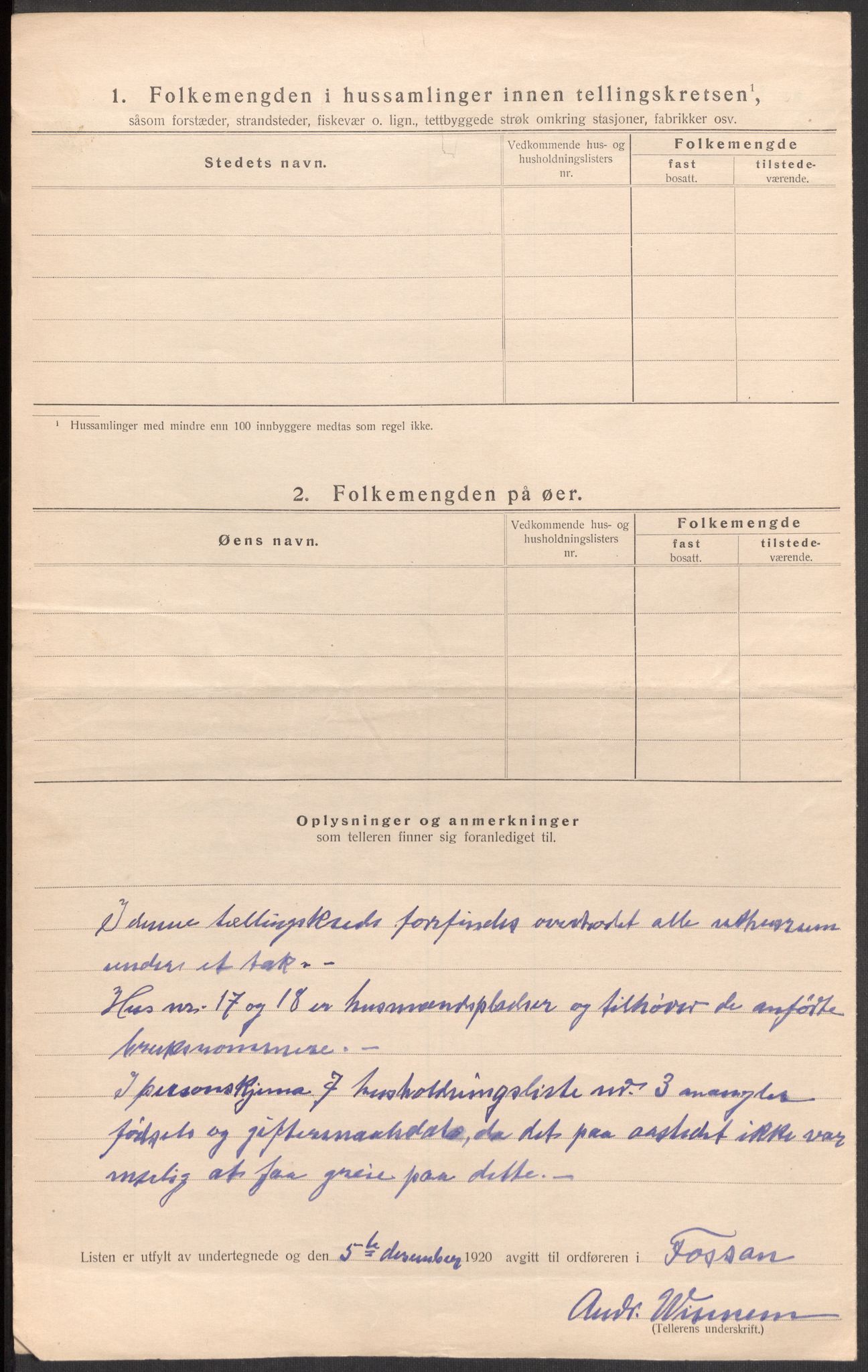 SAST, 1920 census for Forsand, 1920, p. 31