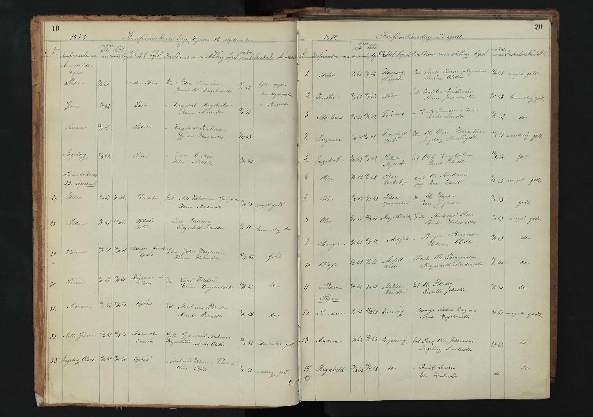 Stor-Elvdal prestekontor, AV/SAH-PREST-052/H/Ha/Hab/L0002: Parish register (copy) no. 2, 1860-1894, p. 19-20