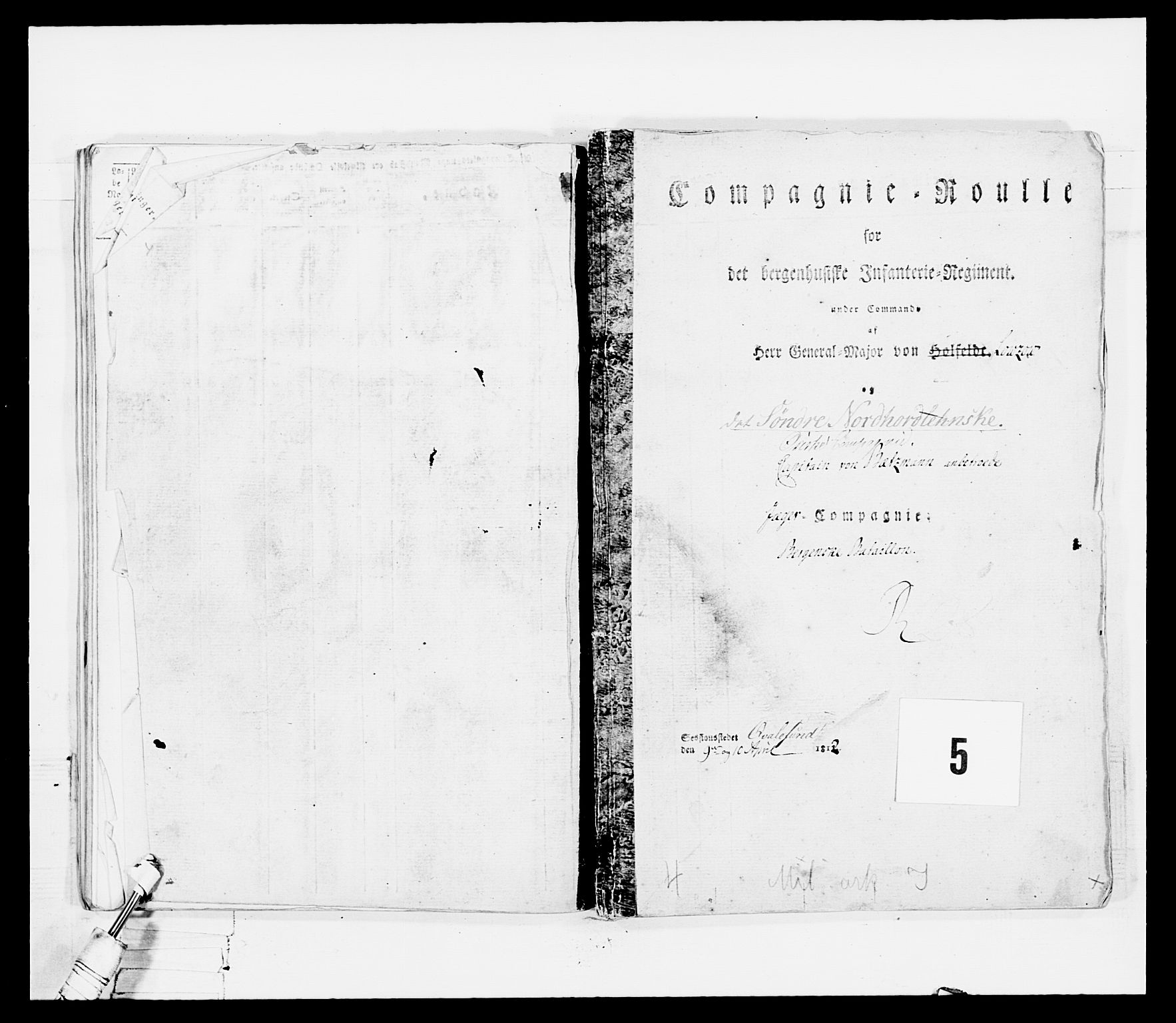 Generalitets- og kommissariatskollegiet, Det kongelige norske kommissariatskollegium, RA/EA-5420/E/Eh/L0099: Bergenhusiske nasjonale infanteriregiment, 1812, p. 176