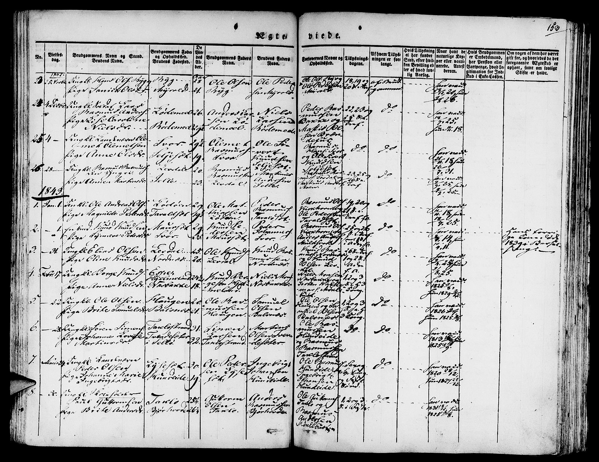 Eid sokneprestembete, SAB/A-82301/H/Haa/Haaa/L0006: Parish register (official) no. A 6, 1831-1843, p. 153