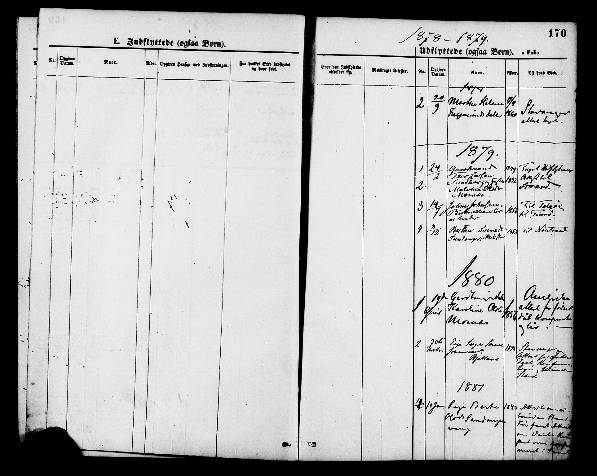 Hjelmeland sokneprestkontor, SAST/A-101843/01/IV/L0013: Parish register (official) no. A 13, 1872-1886, p. 170