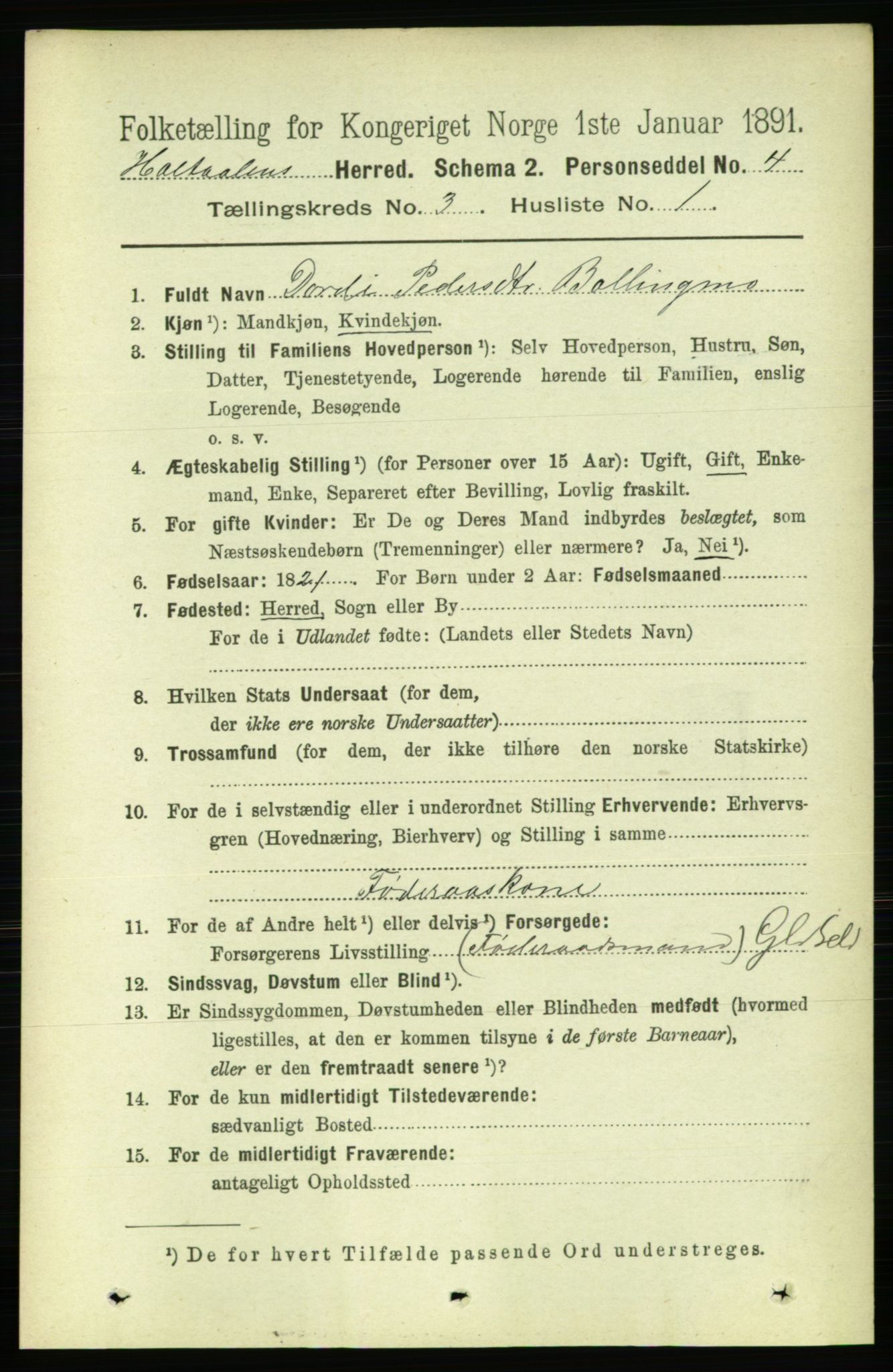 RA, 1891 census for 1645 Haltdalen, 1891, p. 841