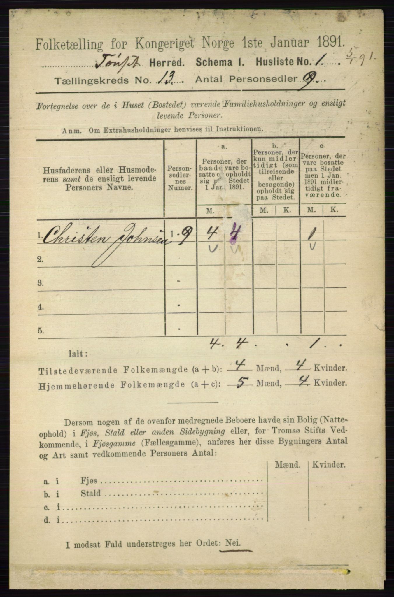 RA, 1891 census for 0437 Tynset, 1891, p. 3464