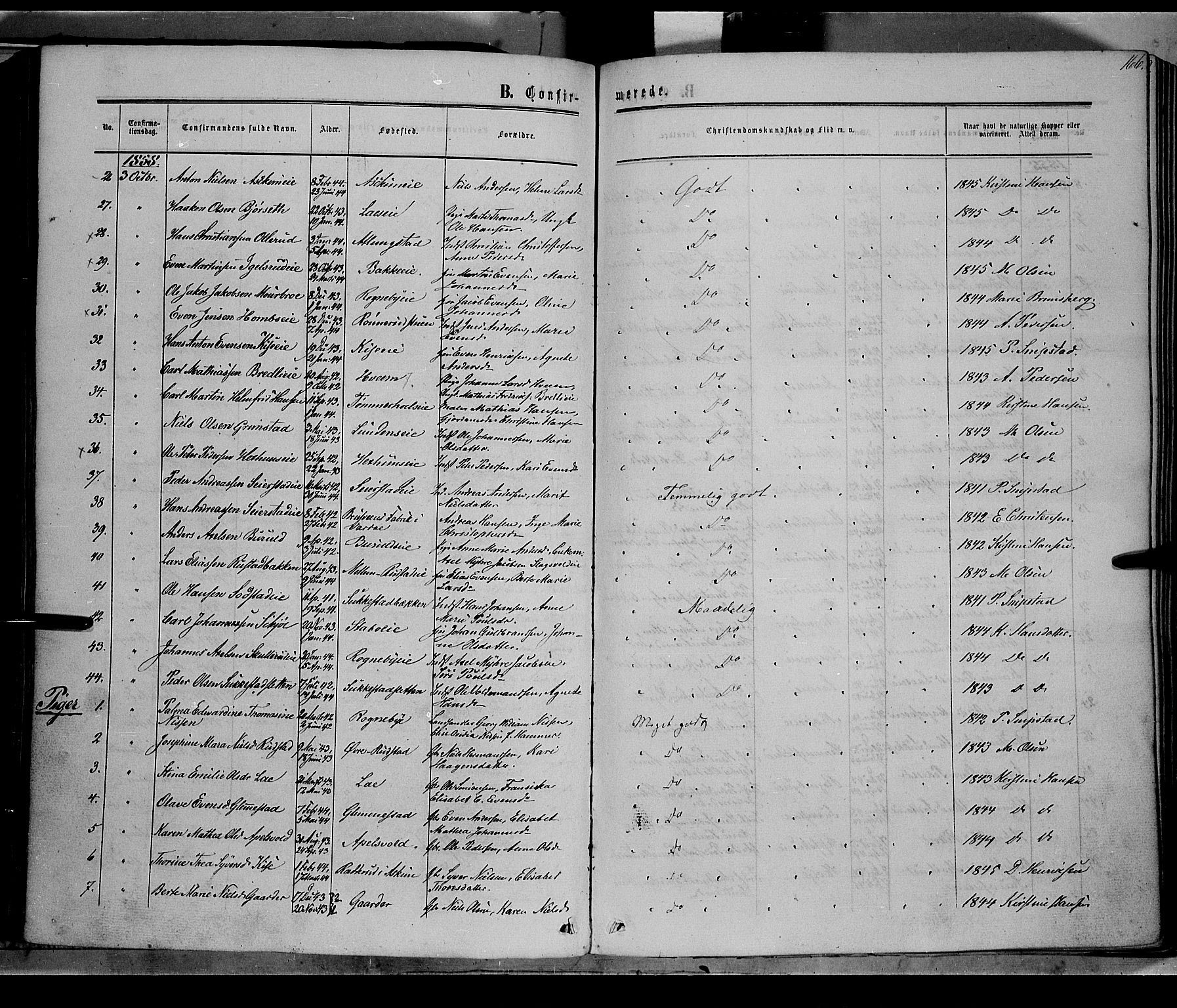 Østre Toten prestekontor, AV/SAH-PREST-104/H/Ha/Haa/L0004: Parish register (official) no. 4, 1857-1865, p. 166