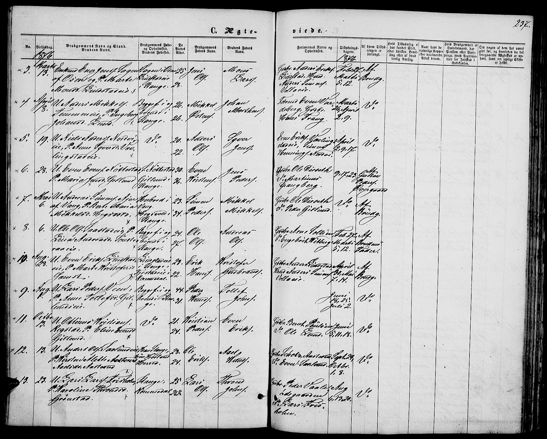 Stange prestekontor, AV/SAH-PREST-002/L/L0006: Parish register (copy) no. 6, 1864-1882, p. 237