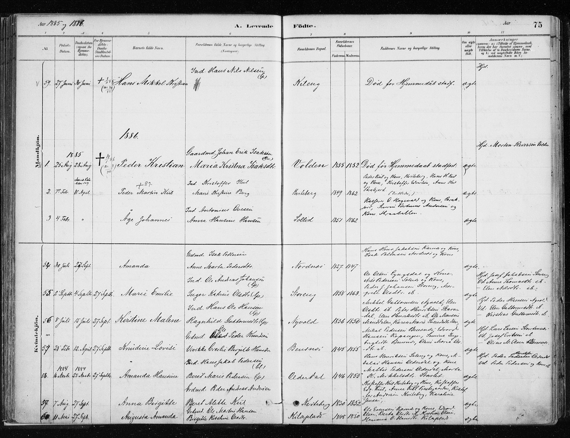 Lyngen sokneprestembete, AV/SATØ-S-1289/H/He/Hea/L0007kirke: Parish register (official) no. 7, 1879-1890, p. 75