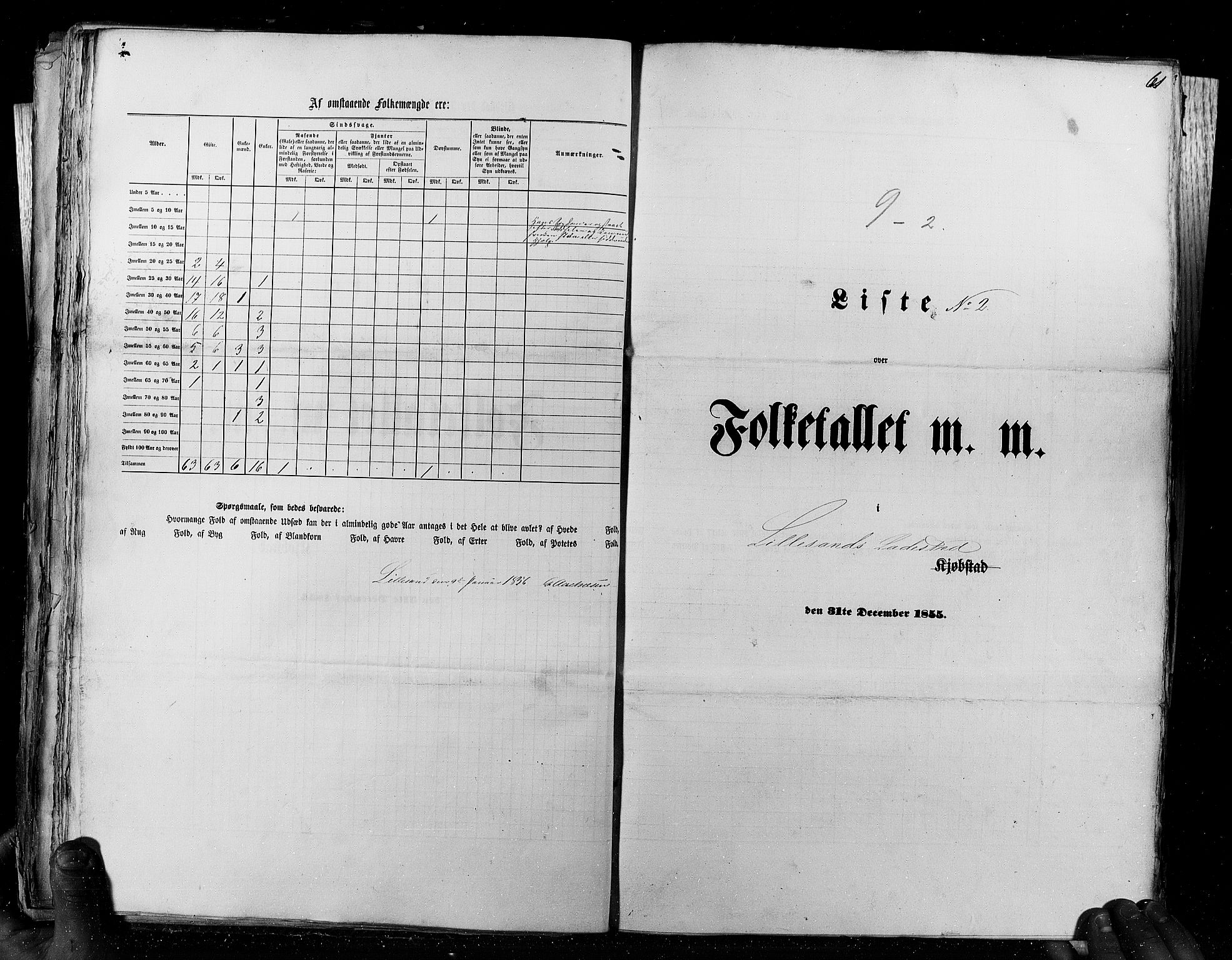 RA, Census 1855, vol. 8: Risør-Vadsø, 1855, p. 61