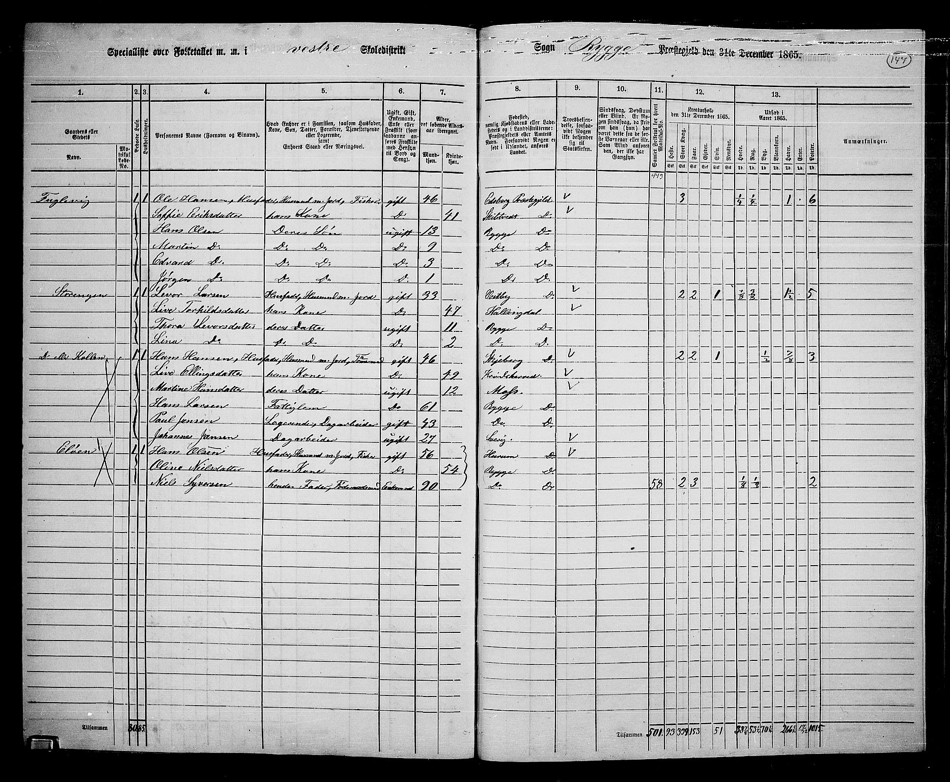 RA, 1865 census for Rygge, 1865, p. 89