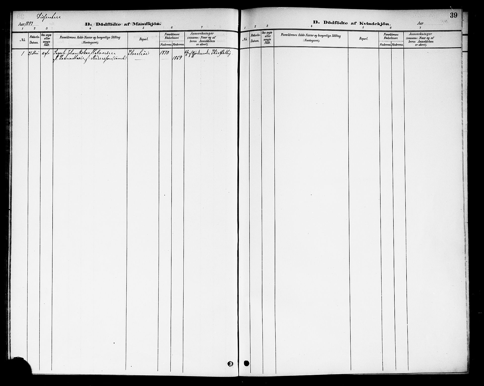 Berg prestekontor Kirkebøker, AV/SAO-A-10902/F/Fb/L0002: Parish register (official) no. II 2, 1888-1902, p. 39