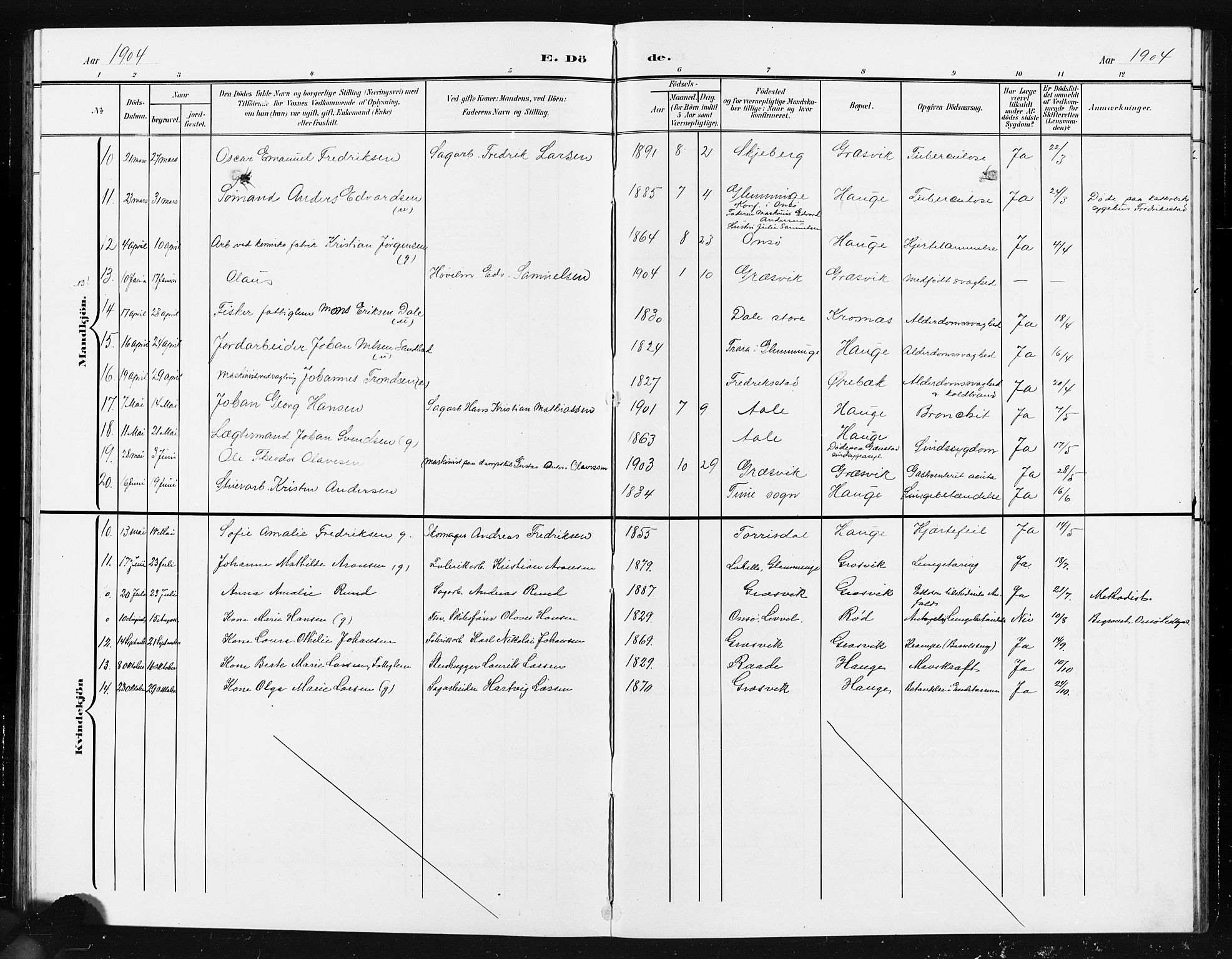 Onsøy prestekontor Kirkebøker, AV/SAO-A-10914/G/Gb/L0001: Parish register (copy) no. II 1, 1903-1911