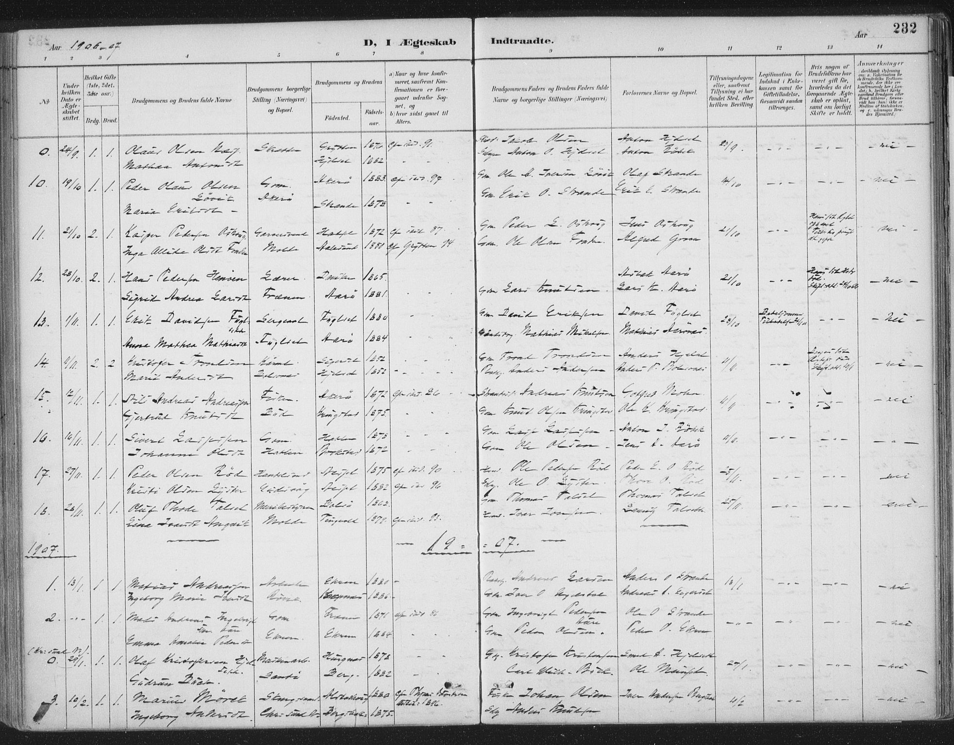 Ministerialprotokoller, klokkerbøker og fødselsregistre - Møre og Romsdal, AV/SAT-A-1454/555/L0658: Parish register (official) no. 555A09, 1887-1917, p. 232