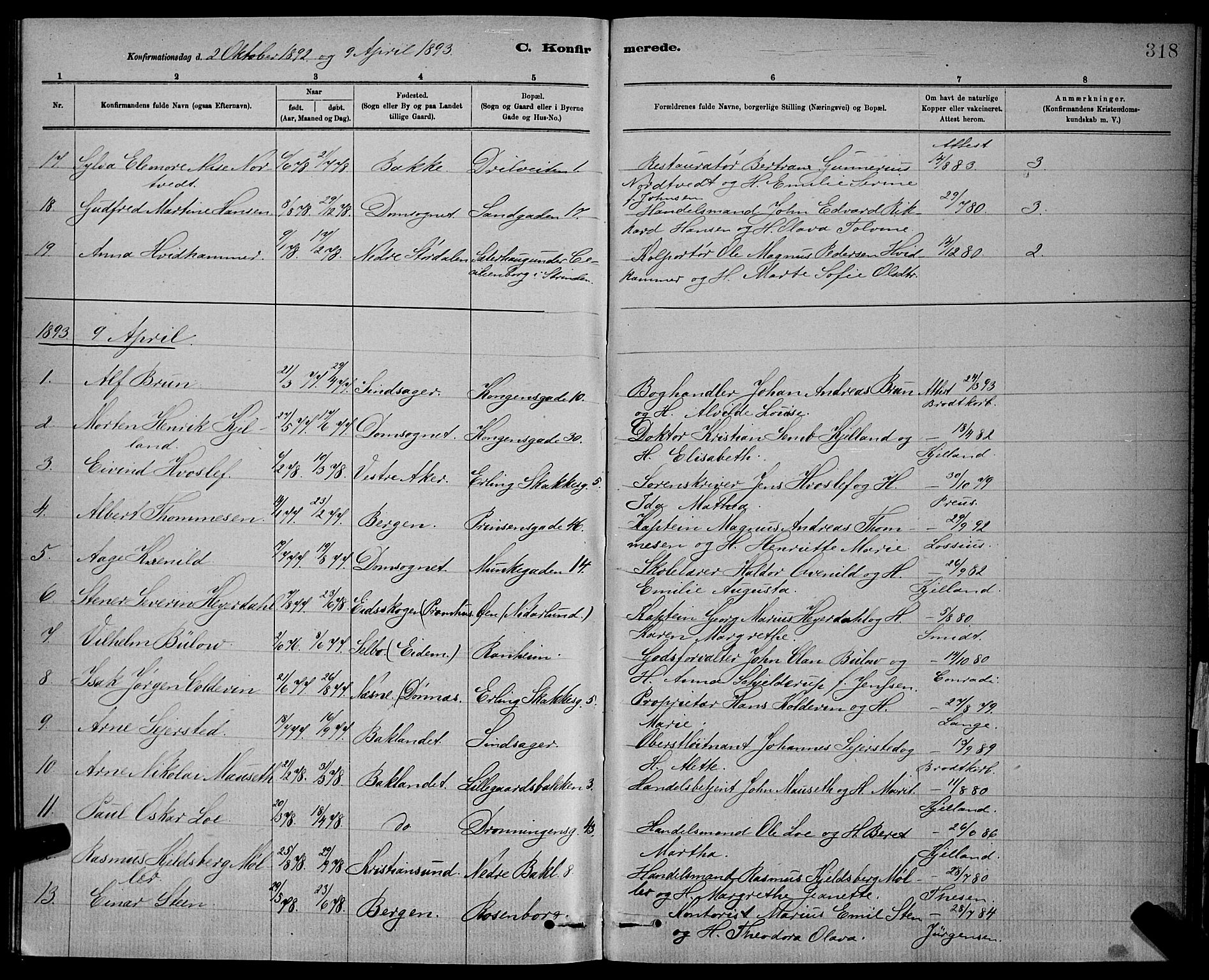 Ministerialprotokoller, klokkerbøker og fødselsregistre - Sør-Trøndelag, SAT/A-1456/601/L0092: Parish register (copy) no. 601C10, 1884-1897, p. 318