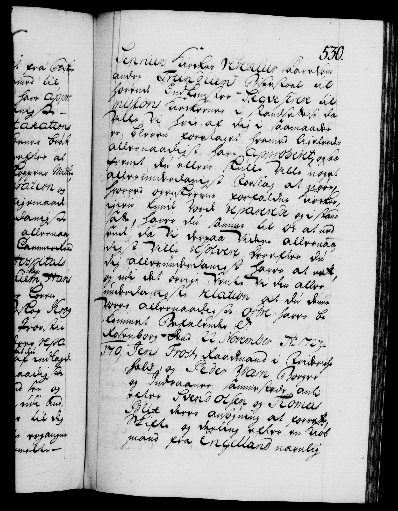 Danske Kanselli 1572-1799, AV/RA-EA-3023/F/Fc/Fca/Fcab/L0023: Norske tegnelser, 1725-1727, p. 530a