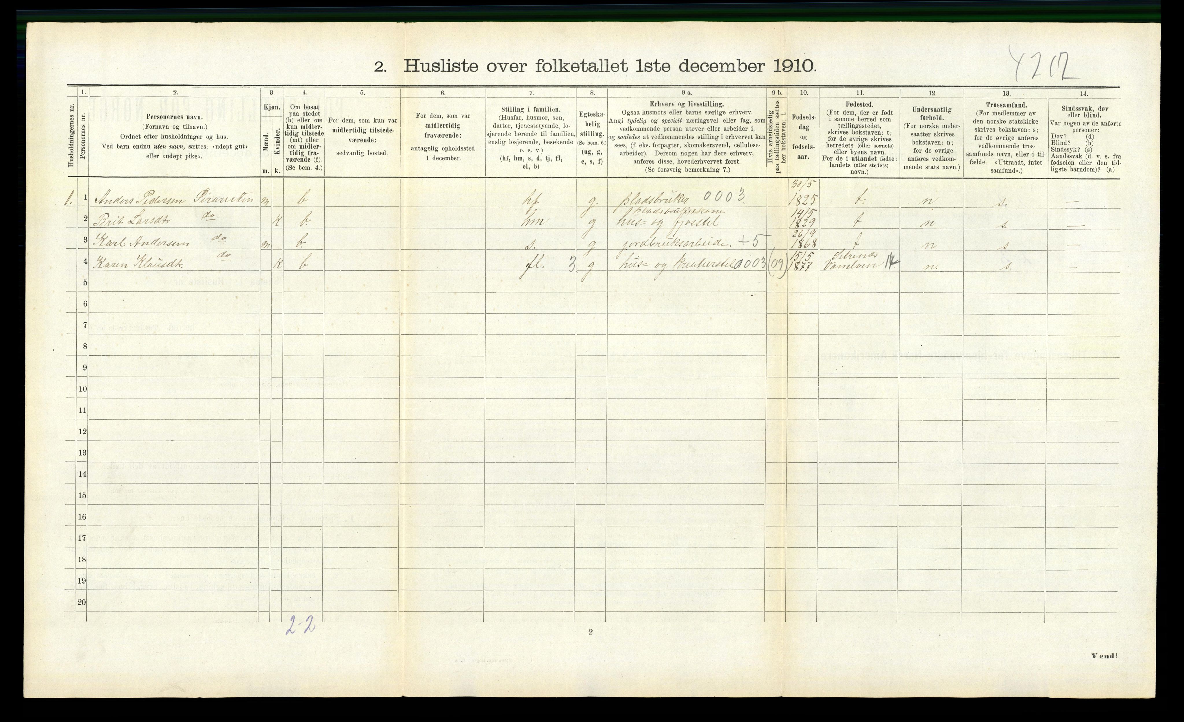 RA, 1910 census for Eresfjord og Vistdal, 1910, p. 334