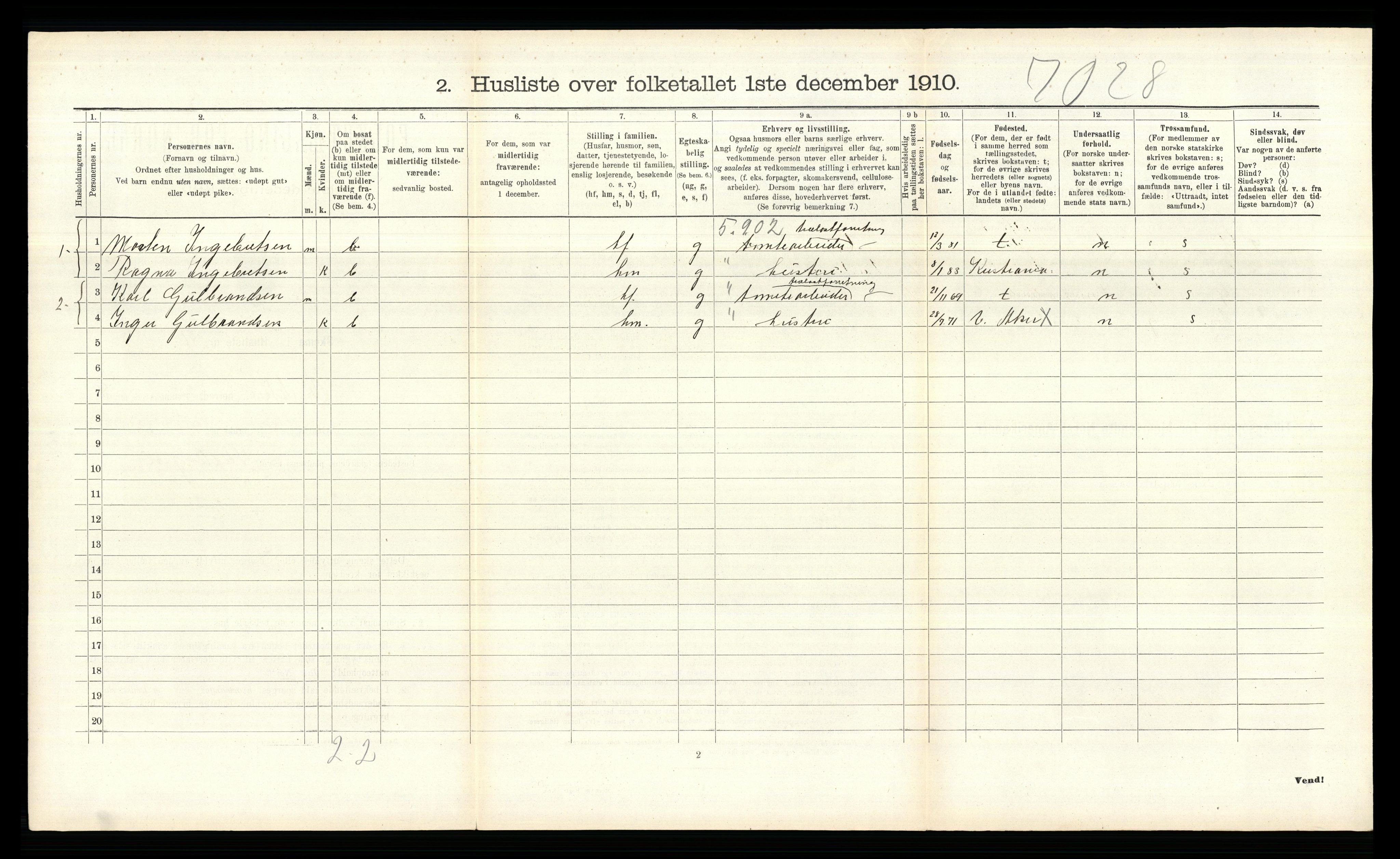 RA, 1910 census for Aker, 1910, p. 1290