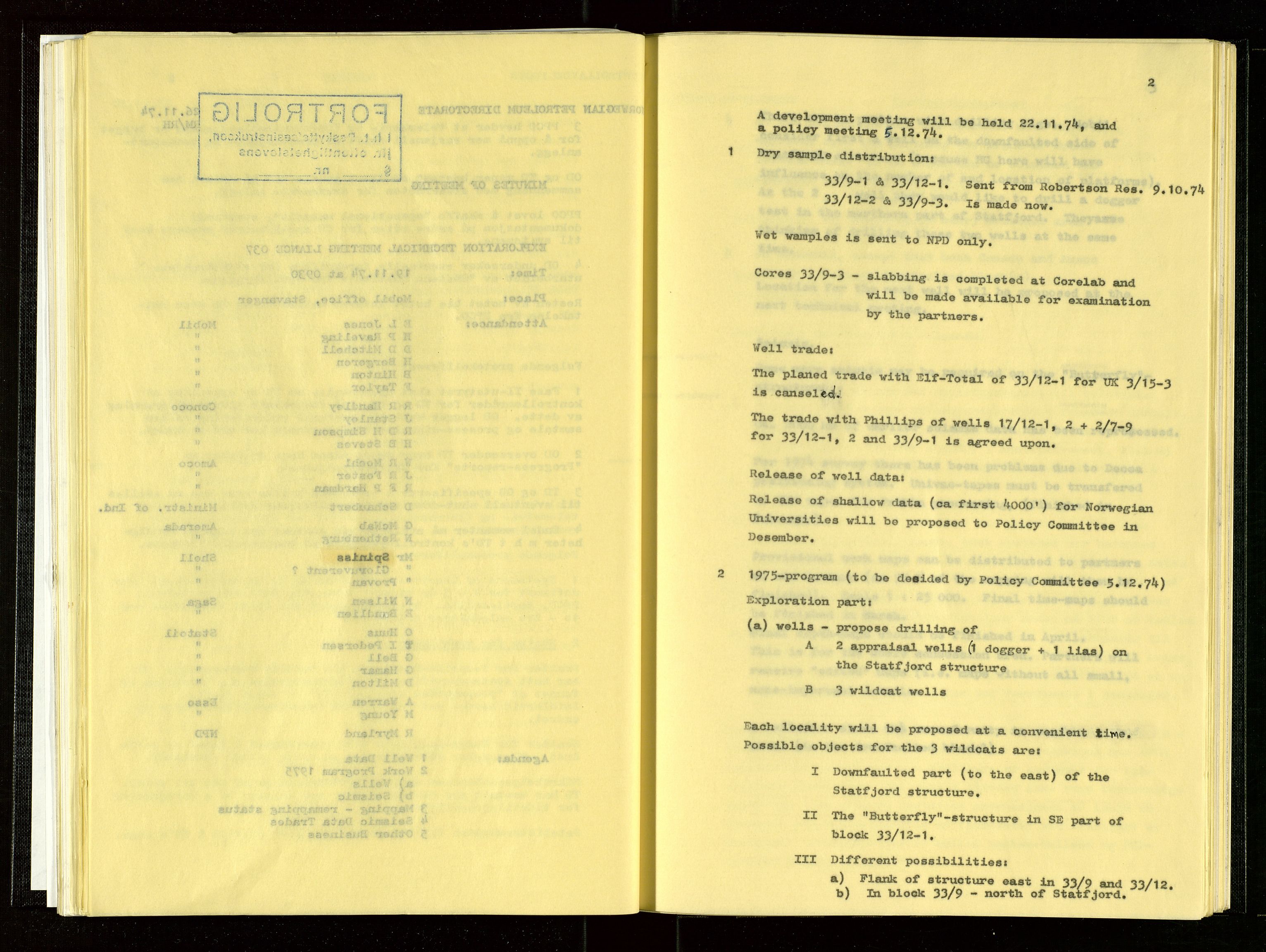 Oljedirektoratet, AV/SAST-A-101366/Aa/L0003: Referatprotokoller, 1974