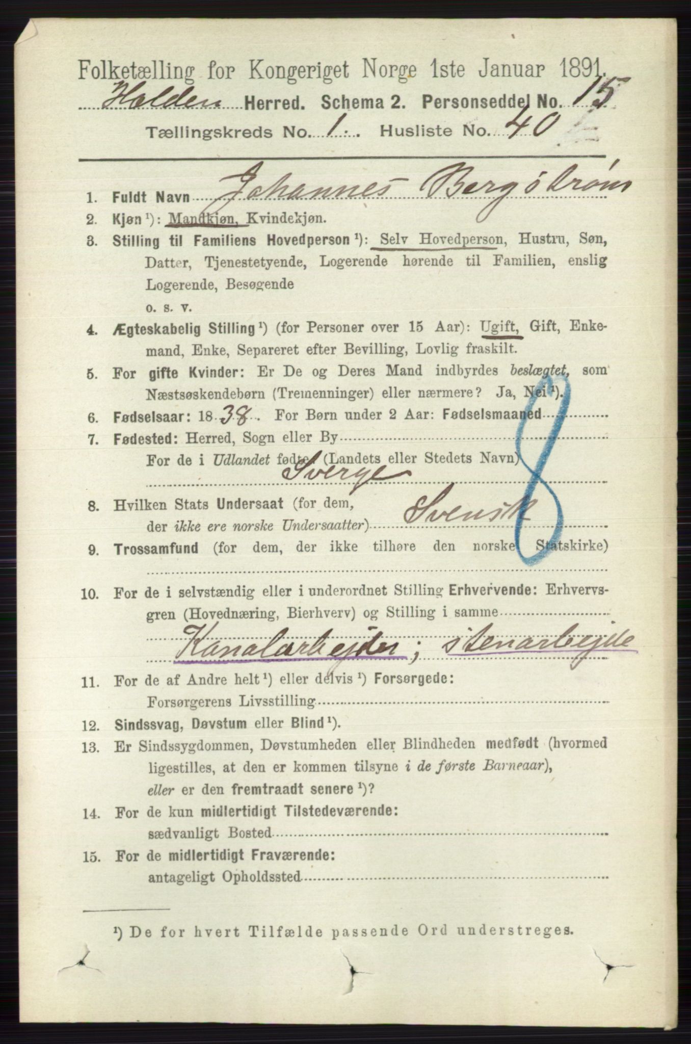 RA, 1891 census for 0819 Holla, 1891, p. 540