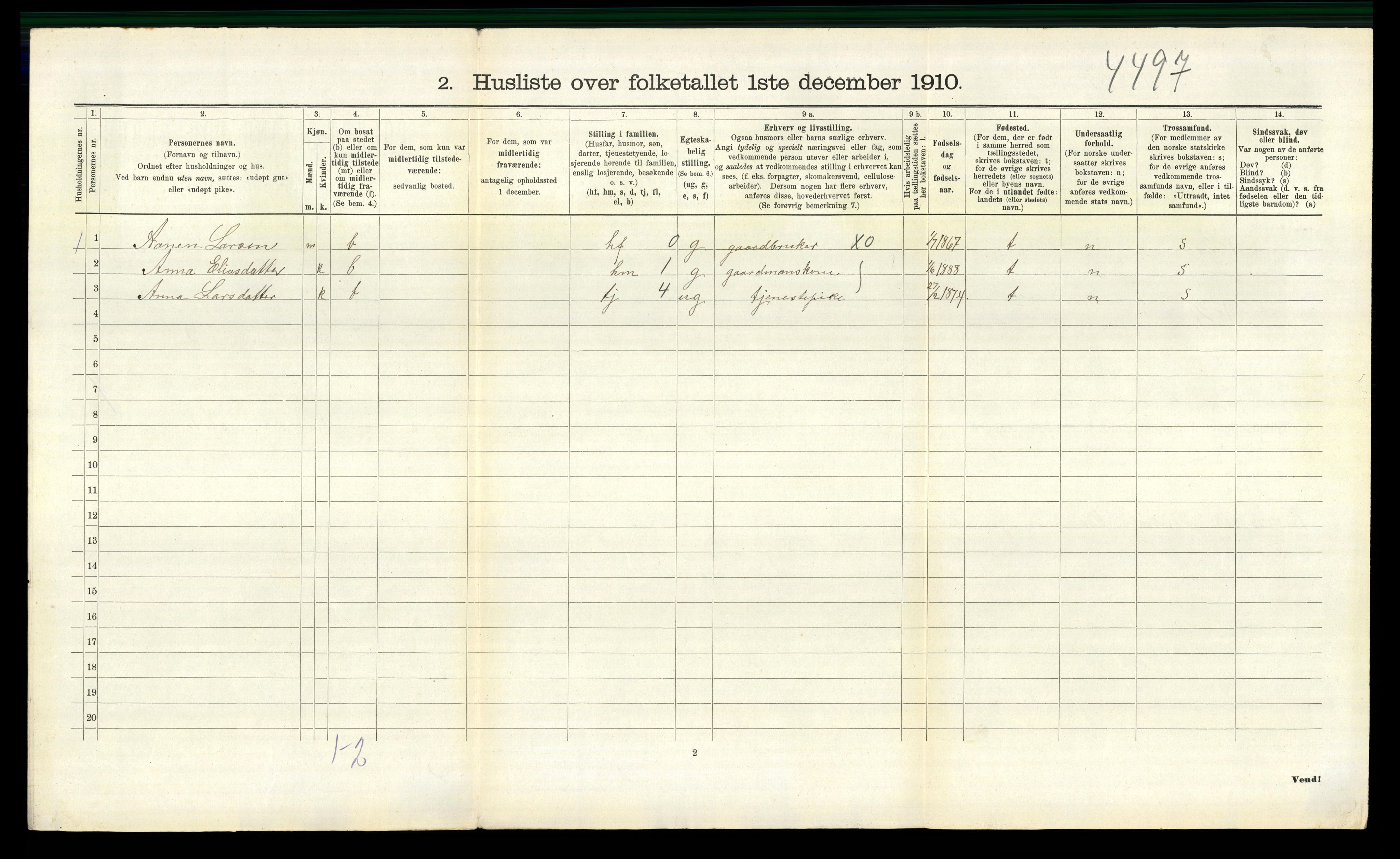 RA, 1910 census for Hægebostad, 1910, p. 578