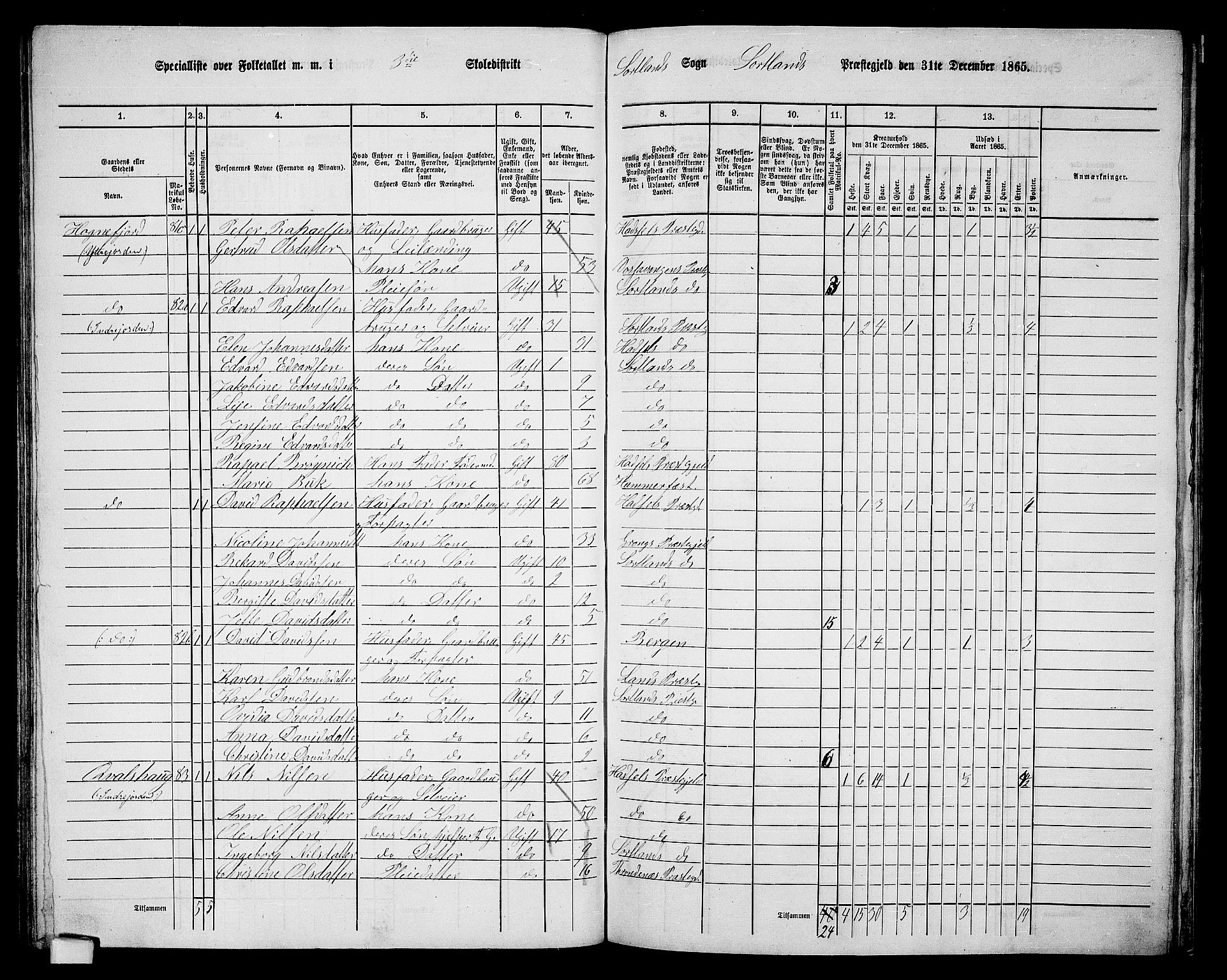 RA, 1865 census for Sortland, 1865, p. 67