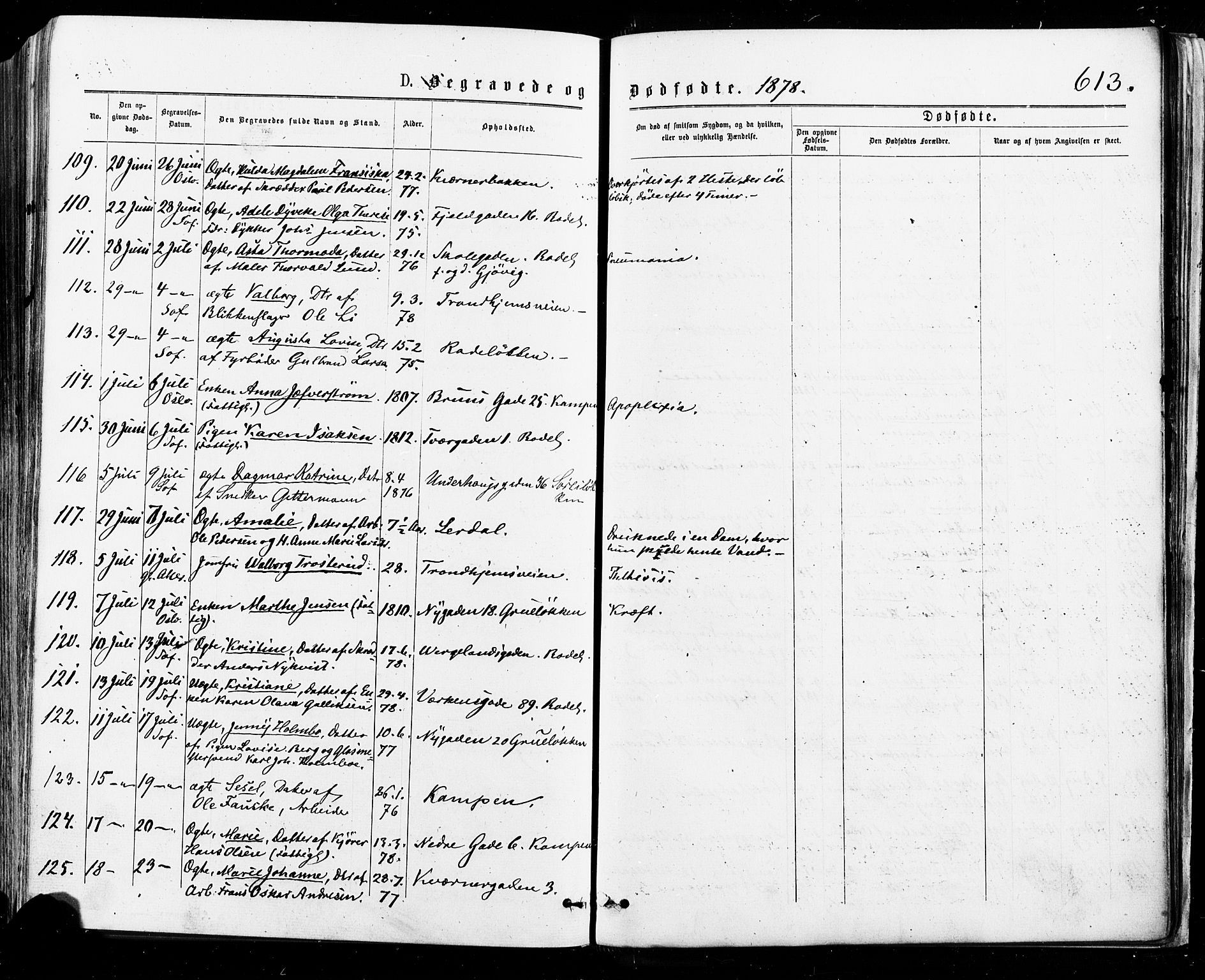 Østre Aker prestekontor Kirkebøker, AV/SAO-A-10840/F/Fa/L0004: Parish register (official) no. I 4, 1876-1889, p. 613