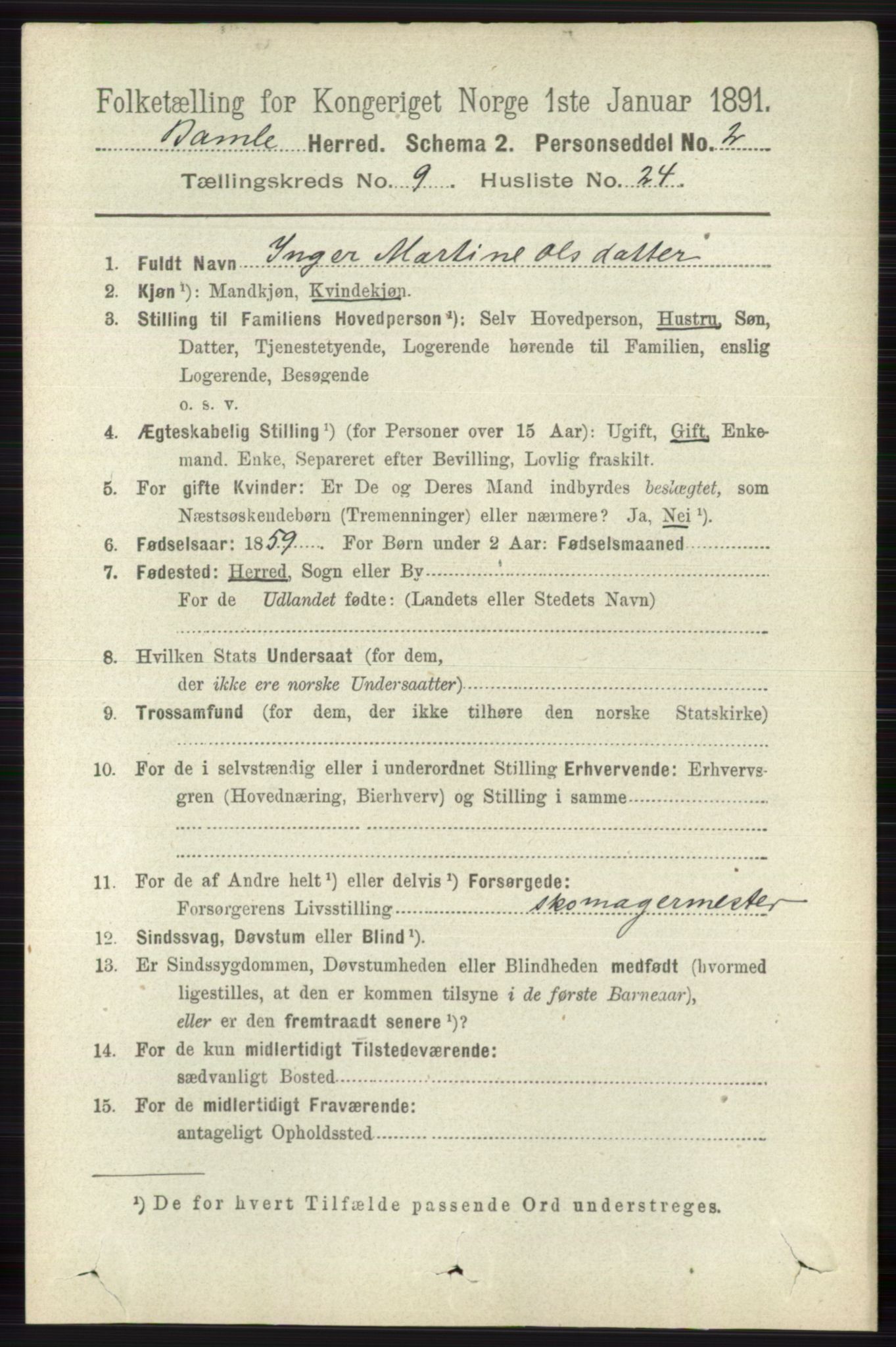 RA, 1891 census for 0814 Bamble, 1891, p. 4355