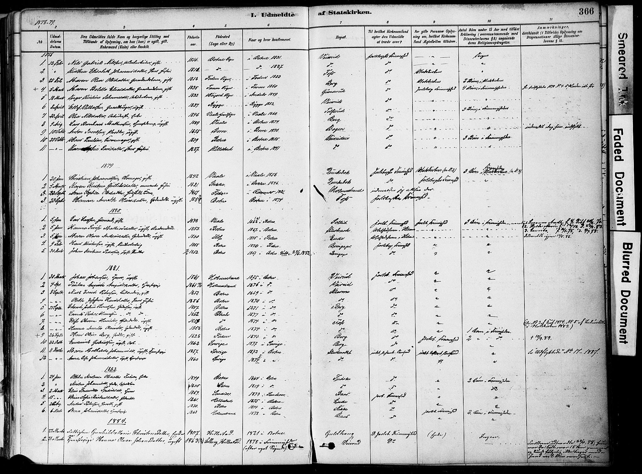 Botne kirkebøker, SAKO/A-340/F/Fa/L0007: Parish register (official) no. I 7, 1878-1910, p. 366