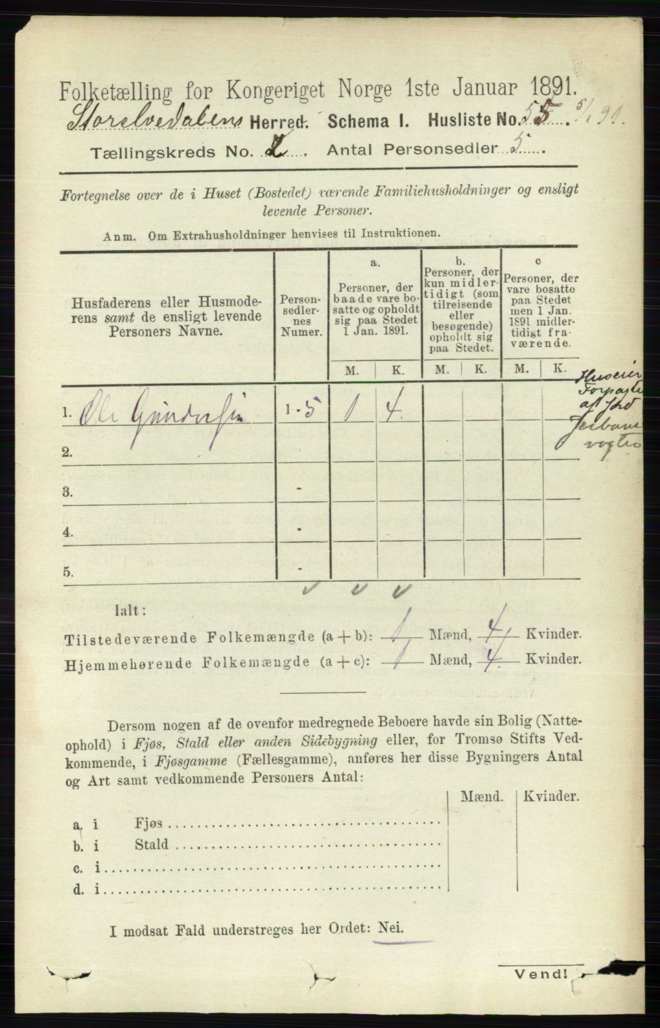 RA, 1891 census for 0430 Stor-Elvdal, 1891, p. 382