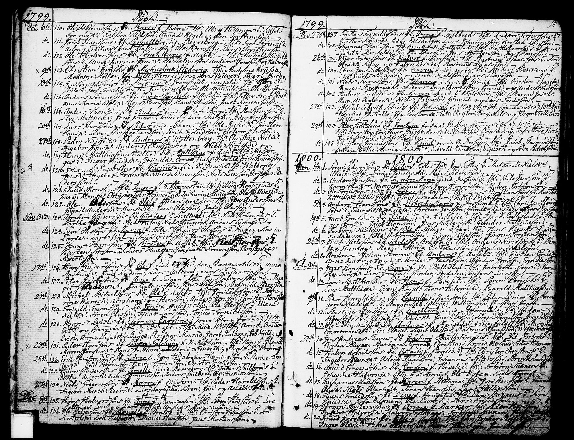 Gjerpen kirkebøker, AV/SAKO-A-265/F/Fa/L0003: Parish register (official) no. I 3, 1796-1814, p. 14