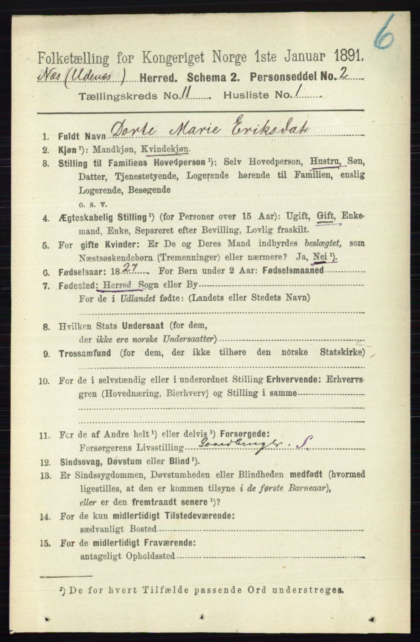 RA, 1891 census for 0236 Nes, 1891, p. 6352