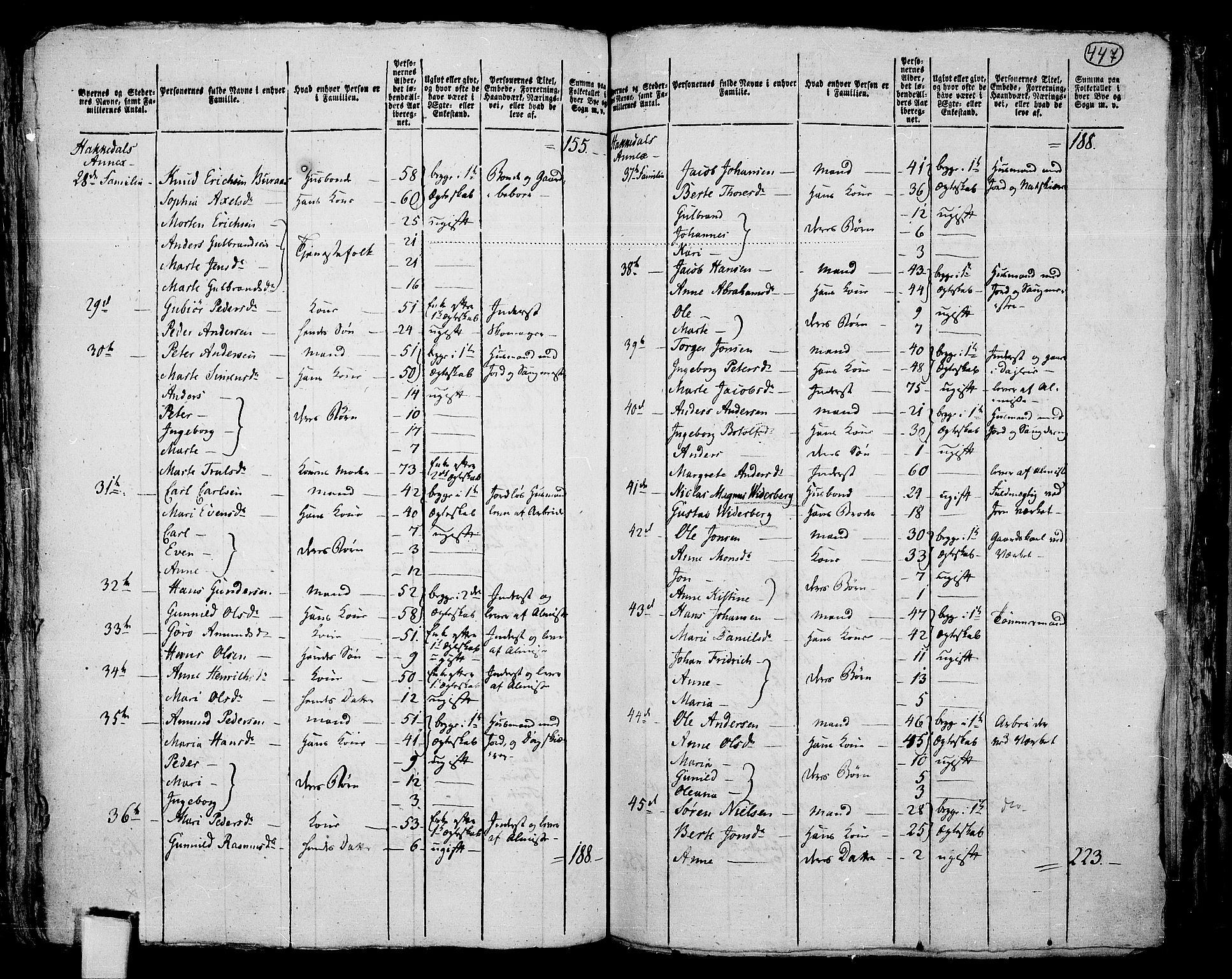 RA, 1801 census for 0233P Nittedal, 1801, p. 446b-447a