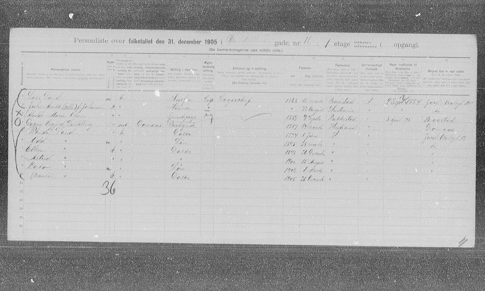 OBA, Municipal Census 1905 for Kristiania, 1905, p. 34348