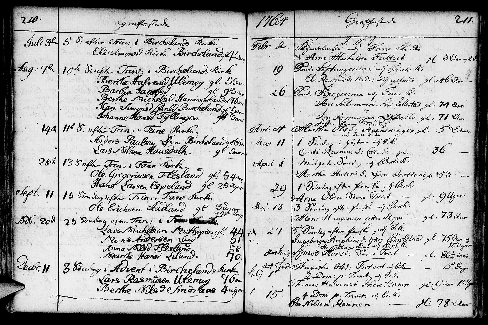 Fana Sokneprestembete, AV/SAB-A-75101/H/Haa/Haaa/L0004: Parish register (official) no. A 4, 1757-1774, p. 210-211