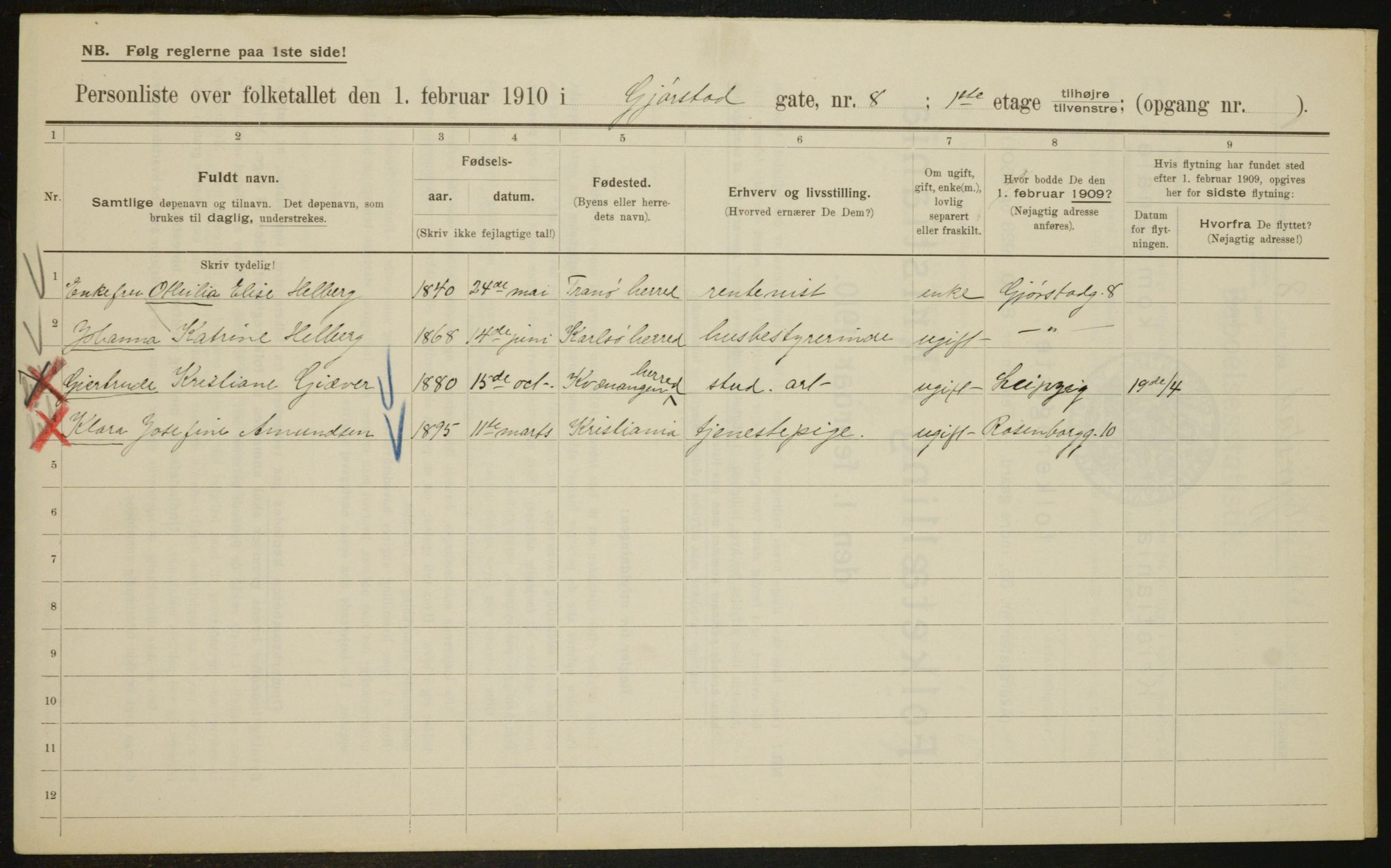 OBA, Municipal Census 1910 for Kristiania, 1910, p. 27891