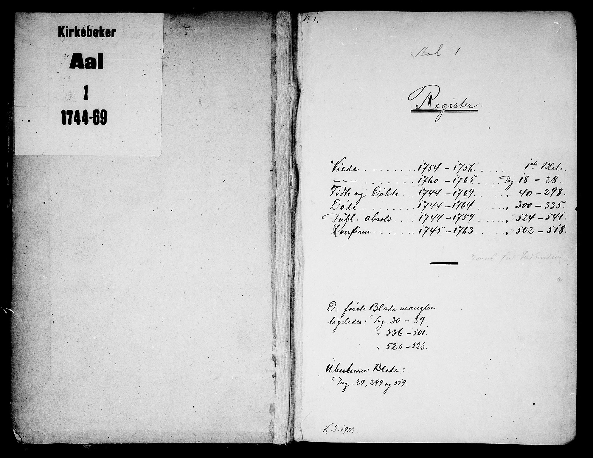 Ål kirkebøker, SAKO/A-249/F/Fa/L0001: Parish register (official) no. I 1, 1744-1769
