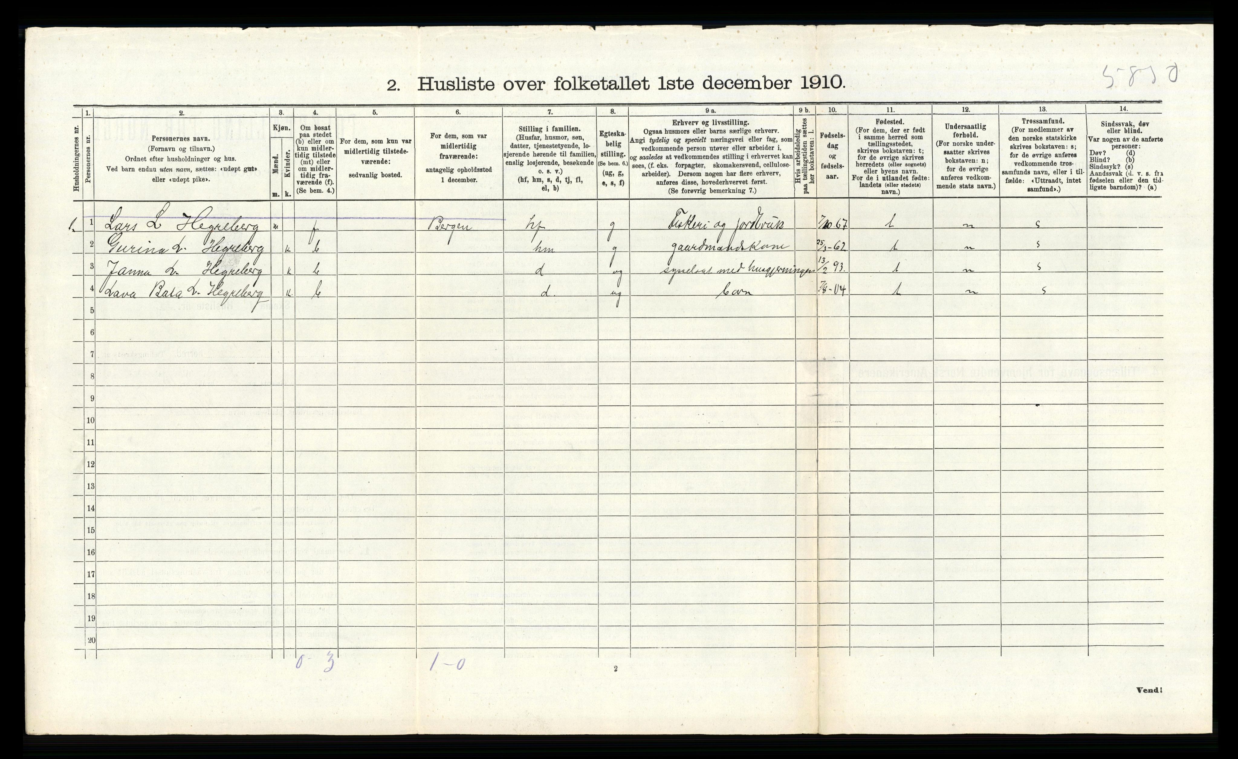 RA, 1910 census for Hetland, 1910, p. 376