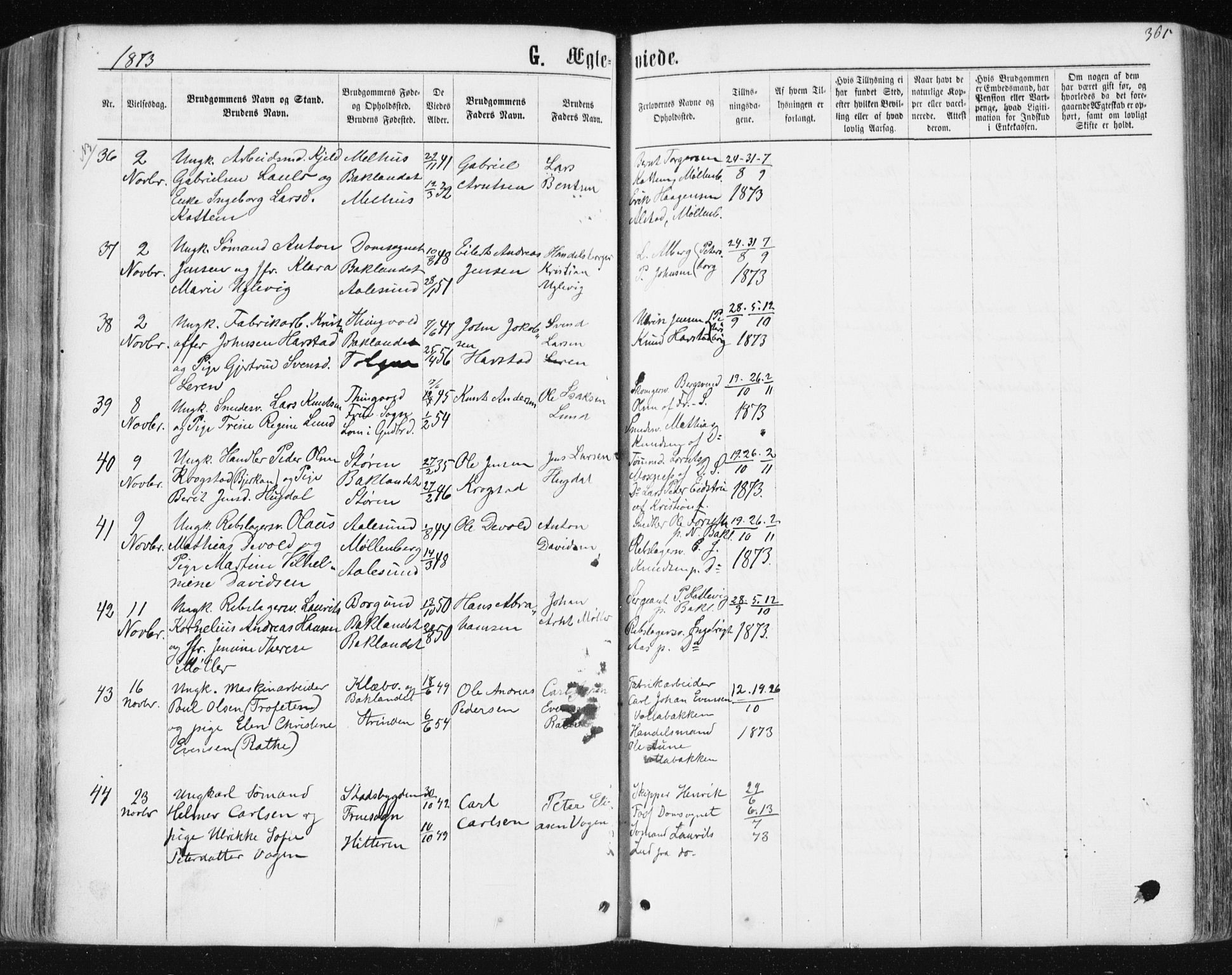 Ministerialprotokoller, klokkerbøker og fødselsregistre - Sør-Trøndelag, SAT/A-1456/604/L0186: Parish register (official) no. 604A07, 1866-1877, p. 361