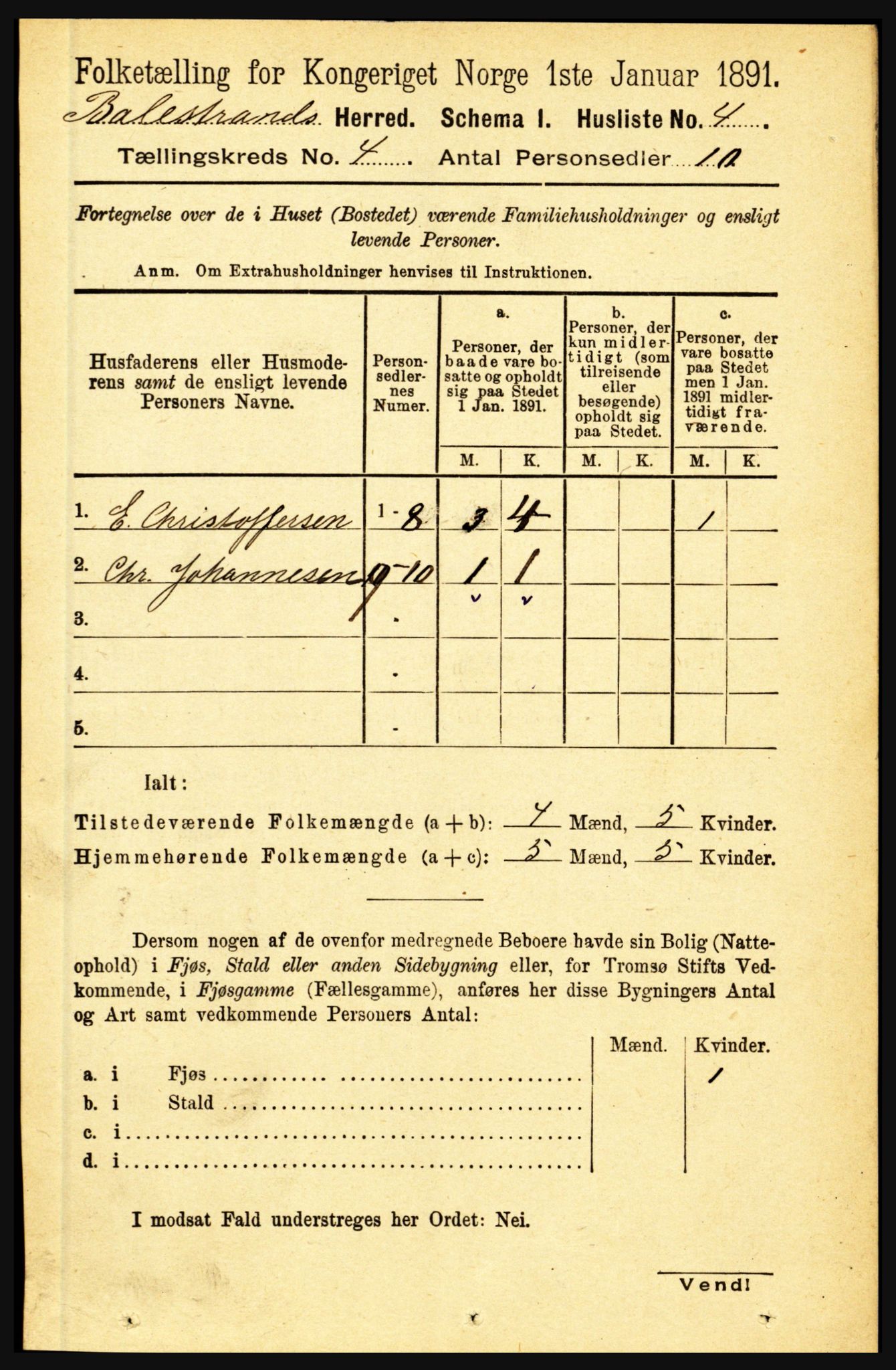 RA, 1891 census for 1418 Balestrand, 1891, p. 806