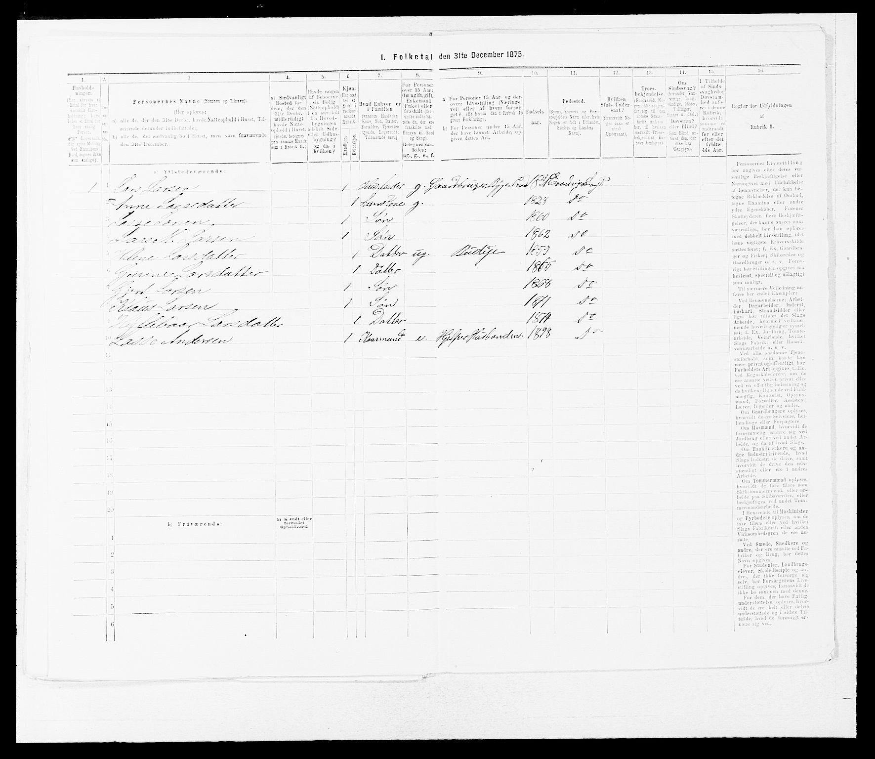 SAB, 1875 census for 1411P Eivindvik, 1875, p. 695