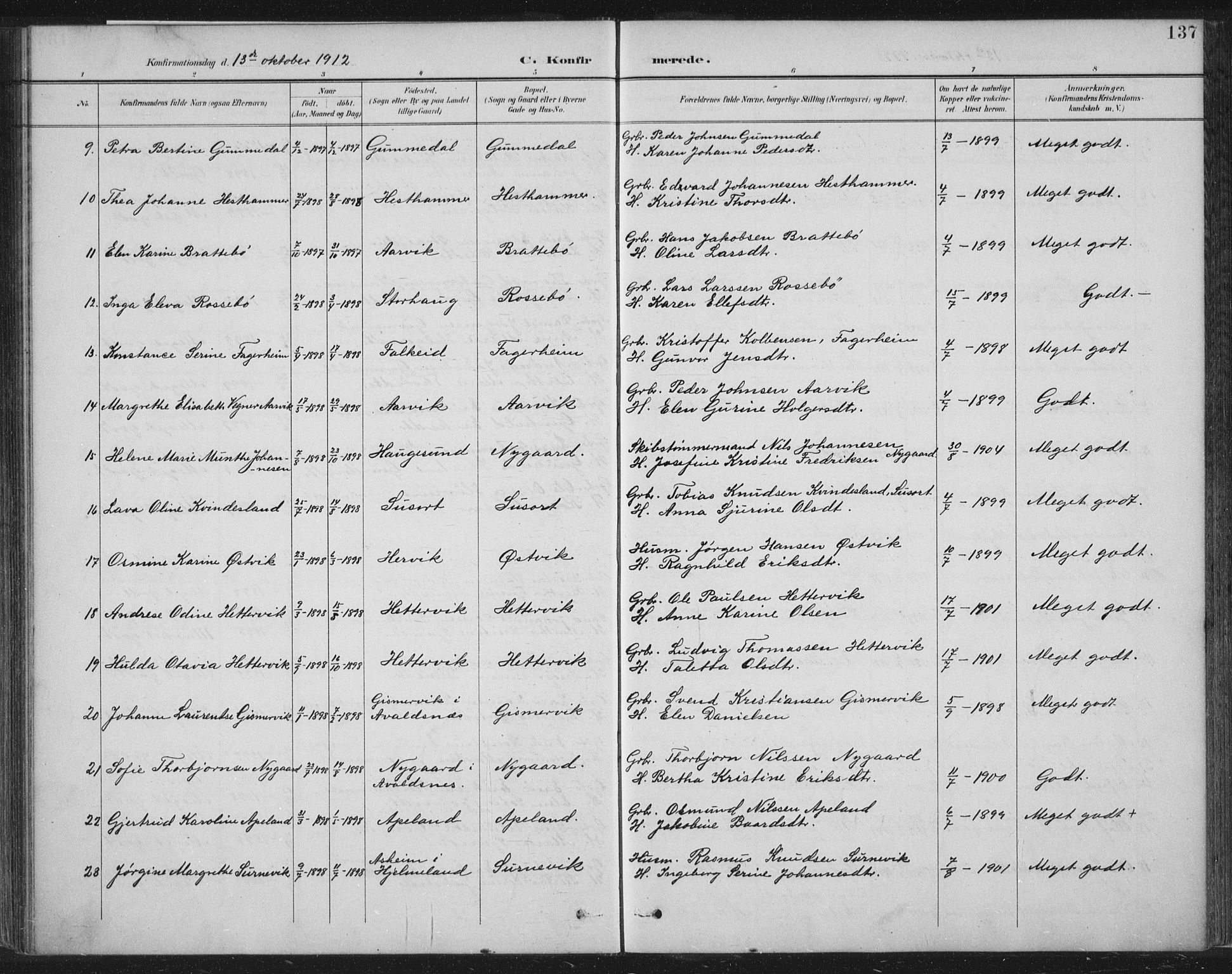 Tysvær sokneprestkontor, AV/SAST-A -101864/H/Ha/Haa/L0008: Parish register (official) no. A 8, 1897-1918, p. 137