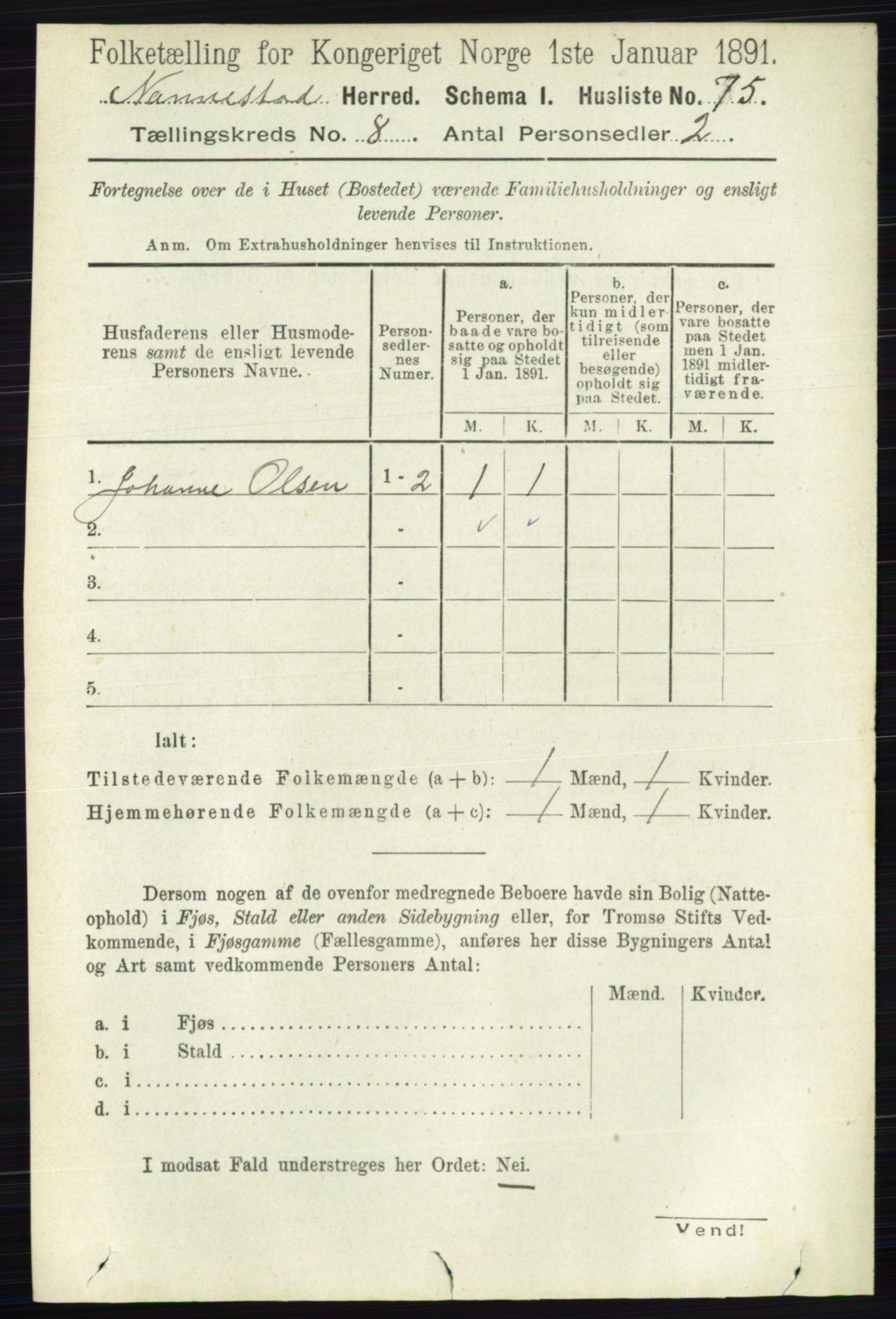 RA, 1891 census for 0238 Nannestad, 1891, p. 4406