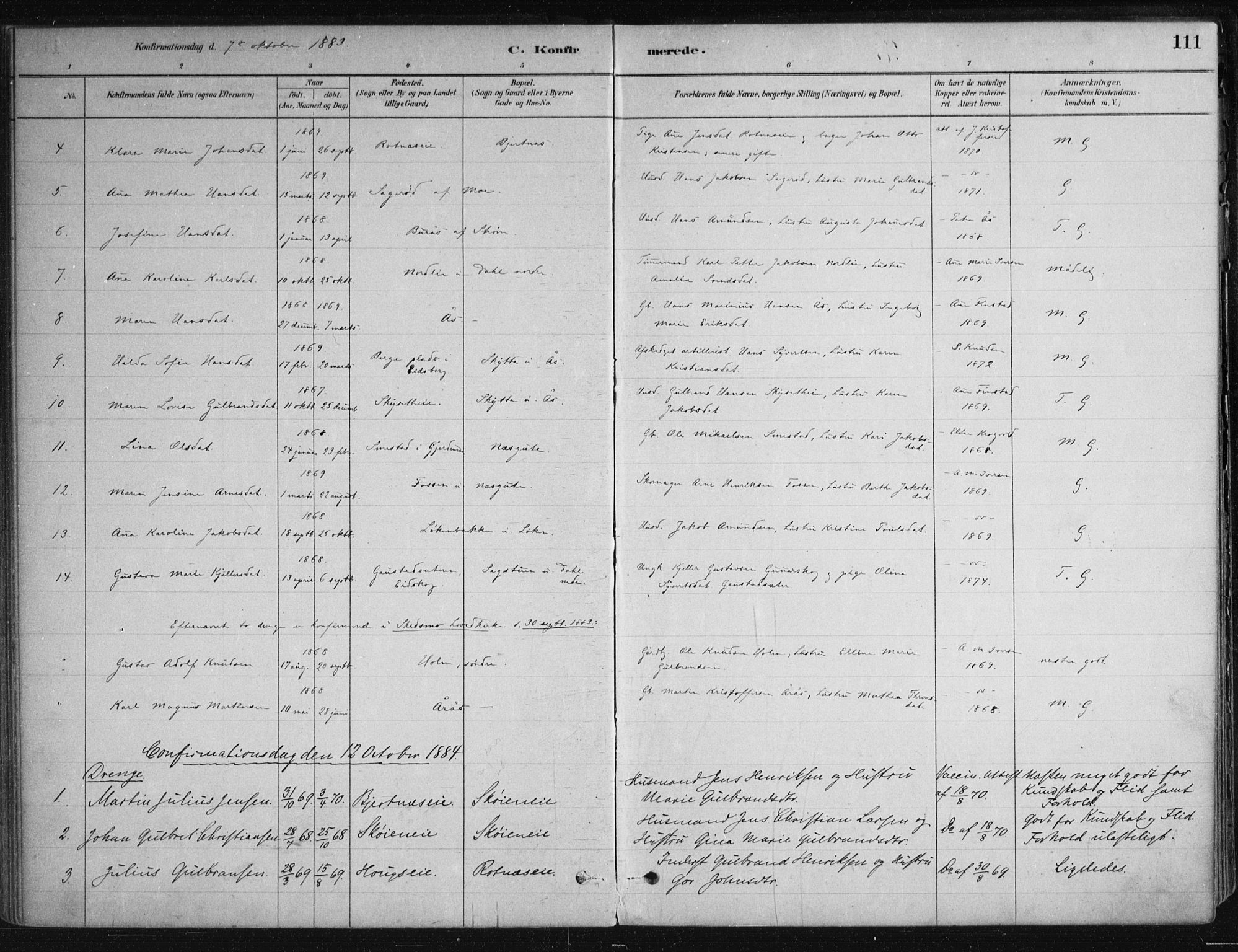 Nittedal prestekontor Kirkebøker, AV/SAO-A-10365a/F/Fa/L0007: Parish register (official) no. I 7, 1879-1901, p. 111