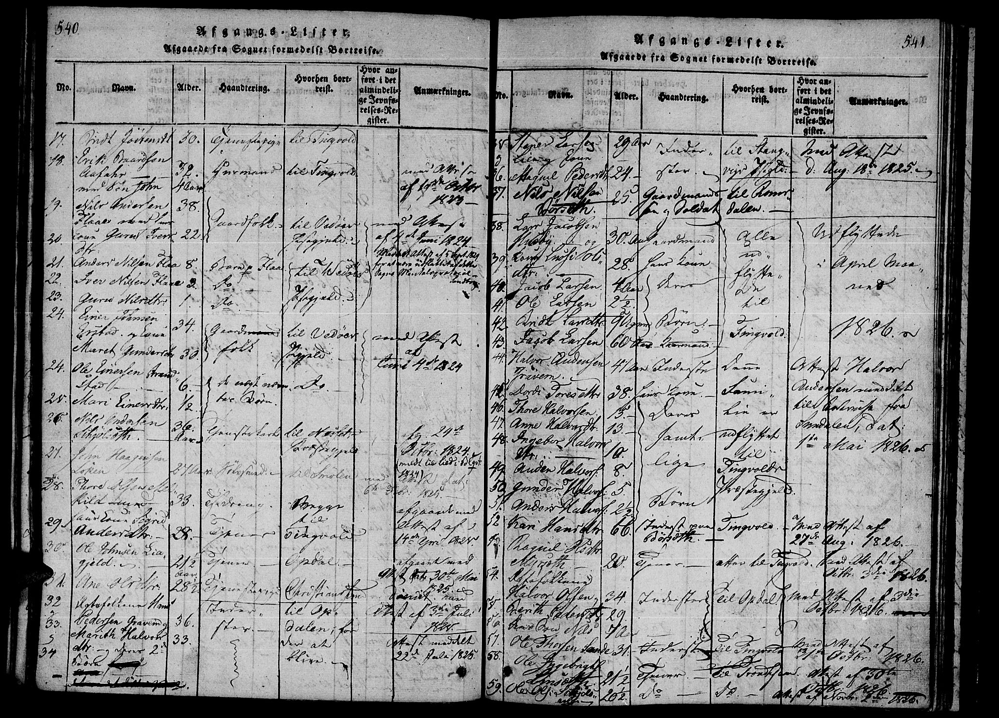 Ministerialprotokoller, klokkerbøker og fødselsregistre - Møre og Romsdal, SAT/A-1454/590/L1009: Parish register (official) no. 590A03 /1, 1819-1832, p. 540-541