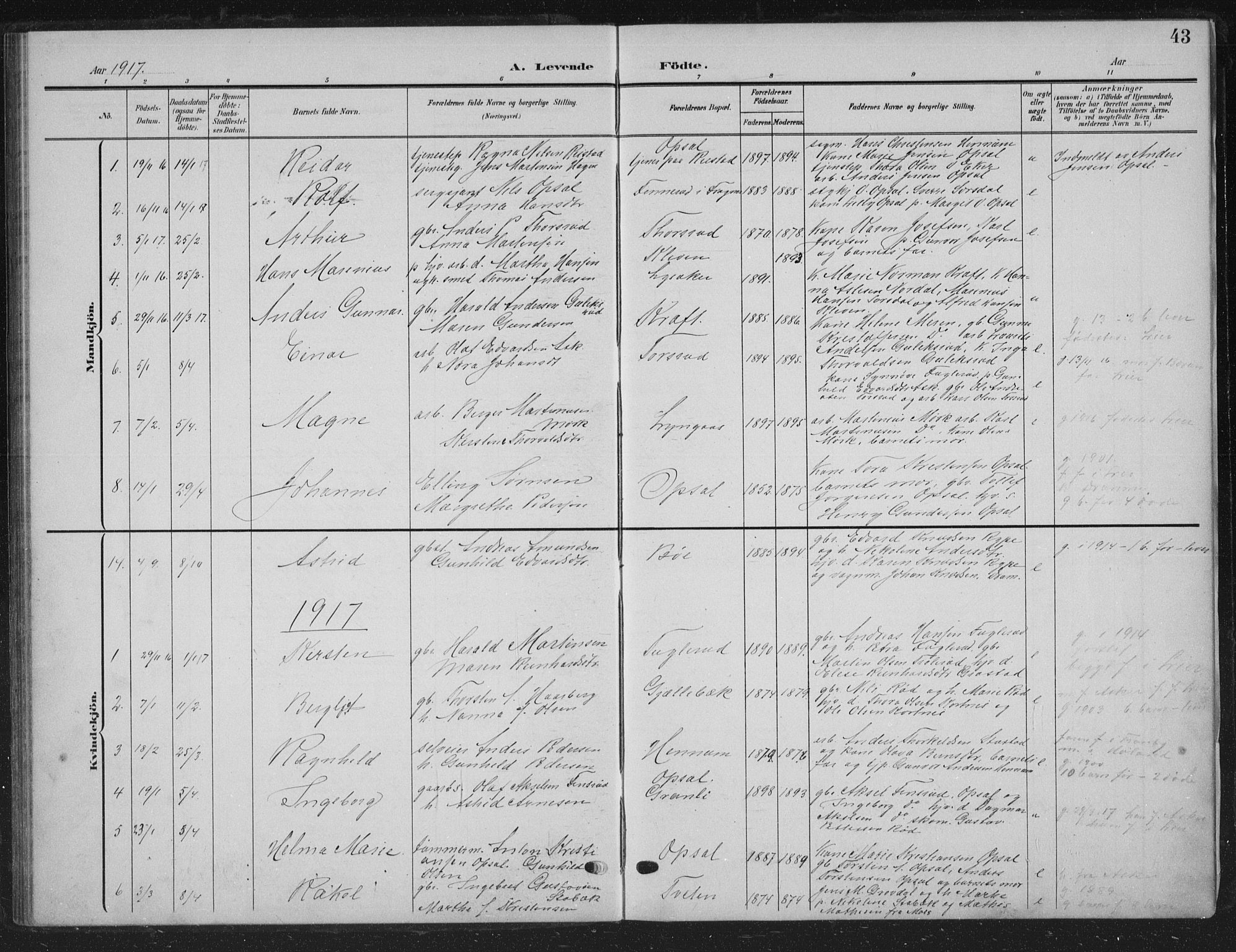 Lier kirkebøker, AV/SAKO-A-230/G/Gc/L0002: Parish register (copy) no. III 2, 1903-1938, p. 43