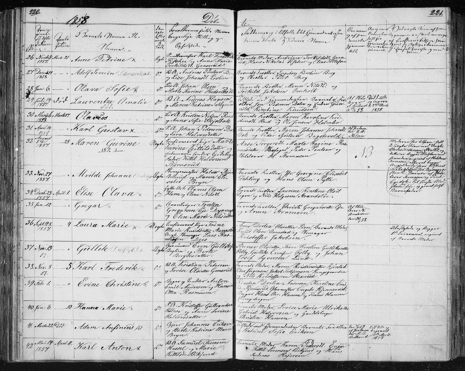 Kongsberg kirkebøker, SAKO/A-22/F/Fa/L0009: Parish register (official) no. I 9, 1839-1858, p. 220-221