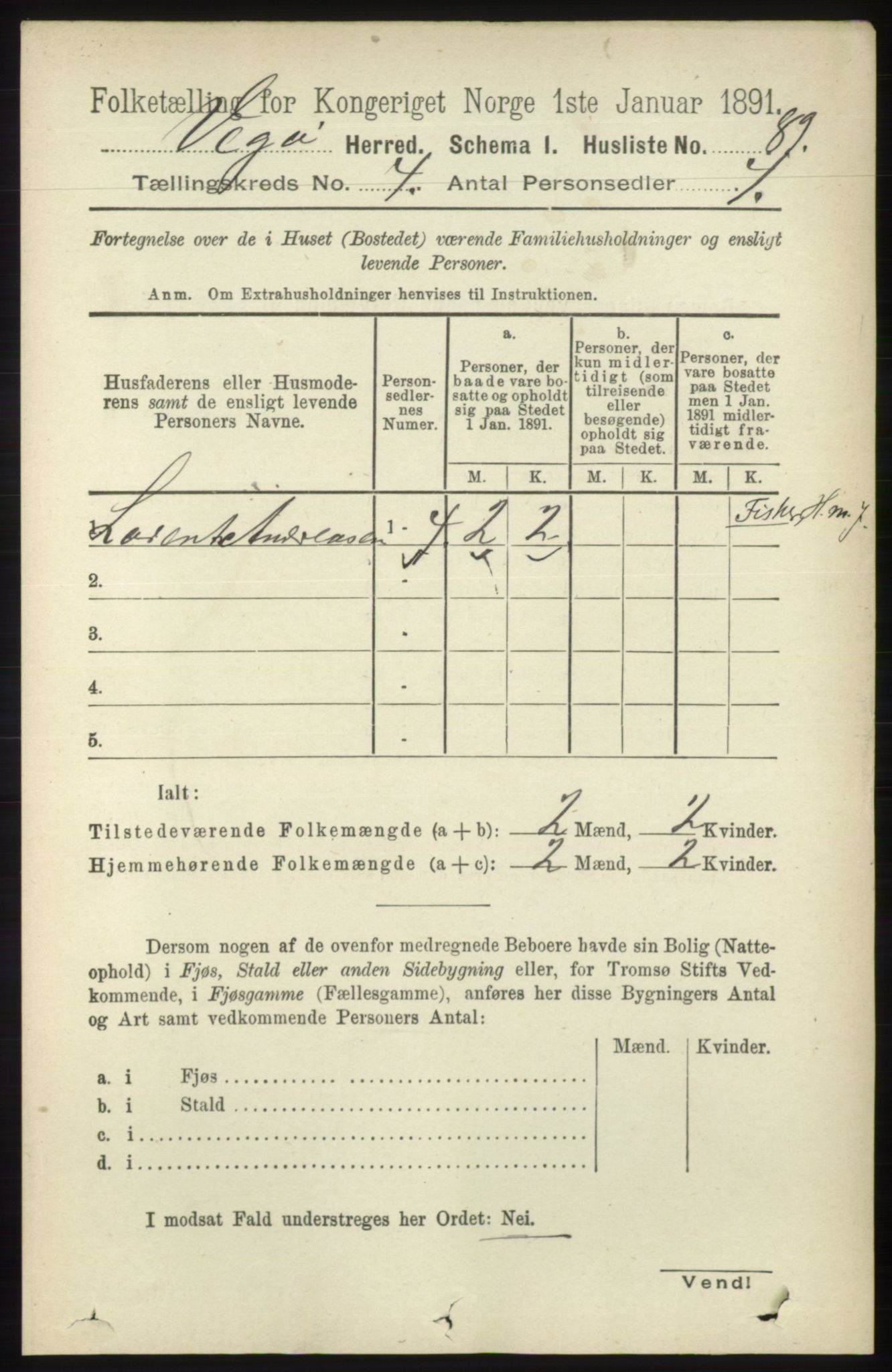 RA, 1891 census for 1815 Vega, 1891, p. 1453